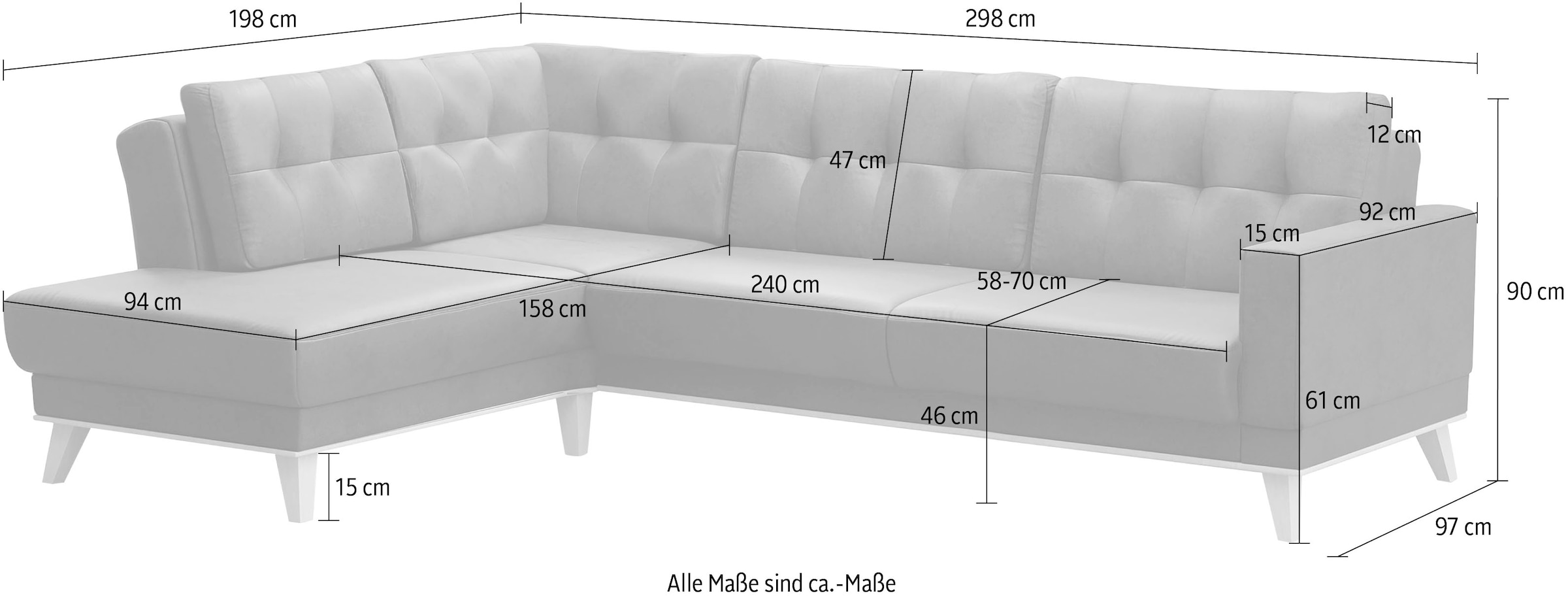 sit&more Ecksofa »Lavida L-Form«, wahlweise mit Kippfunktion und Bettkasten