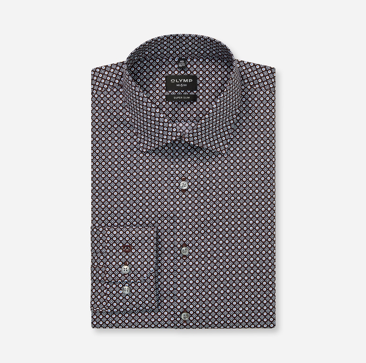 OLYMP Langarmhemd »No 6 six«, super slim, gemustert, Businesshemd, Modern Kentkragen
