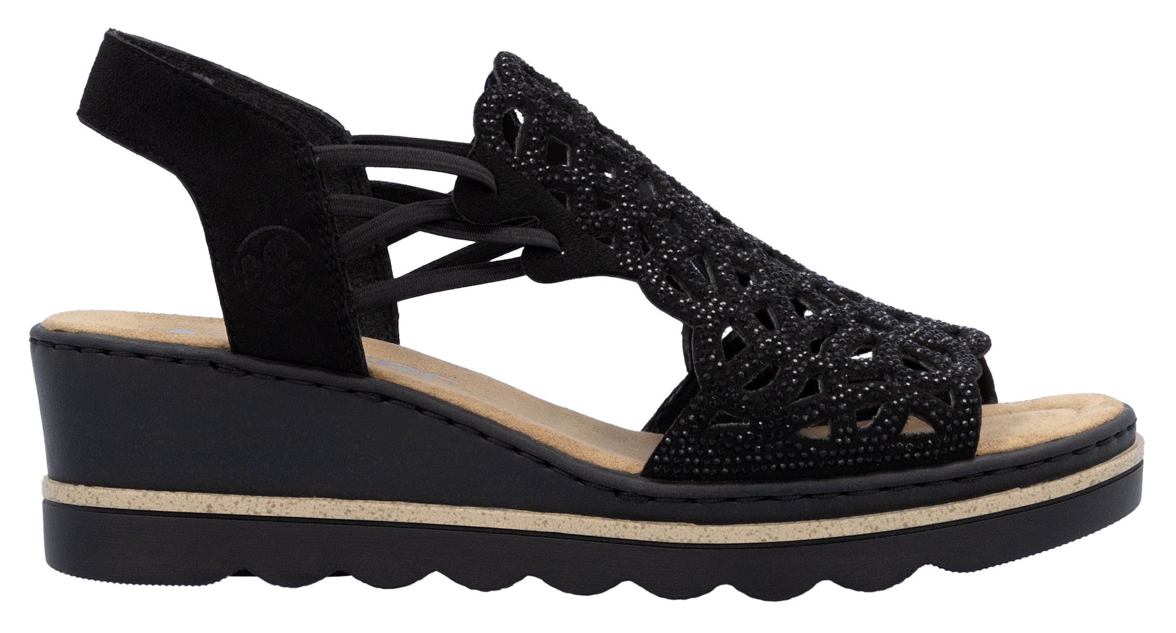 Rieker Sandales compensées  Chaussure d'été, sandale plateforme, chaussure à enfiler avec strass