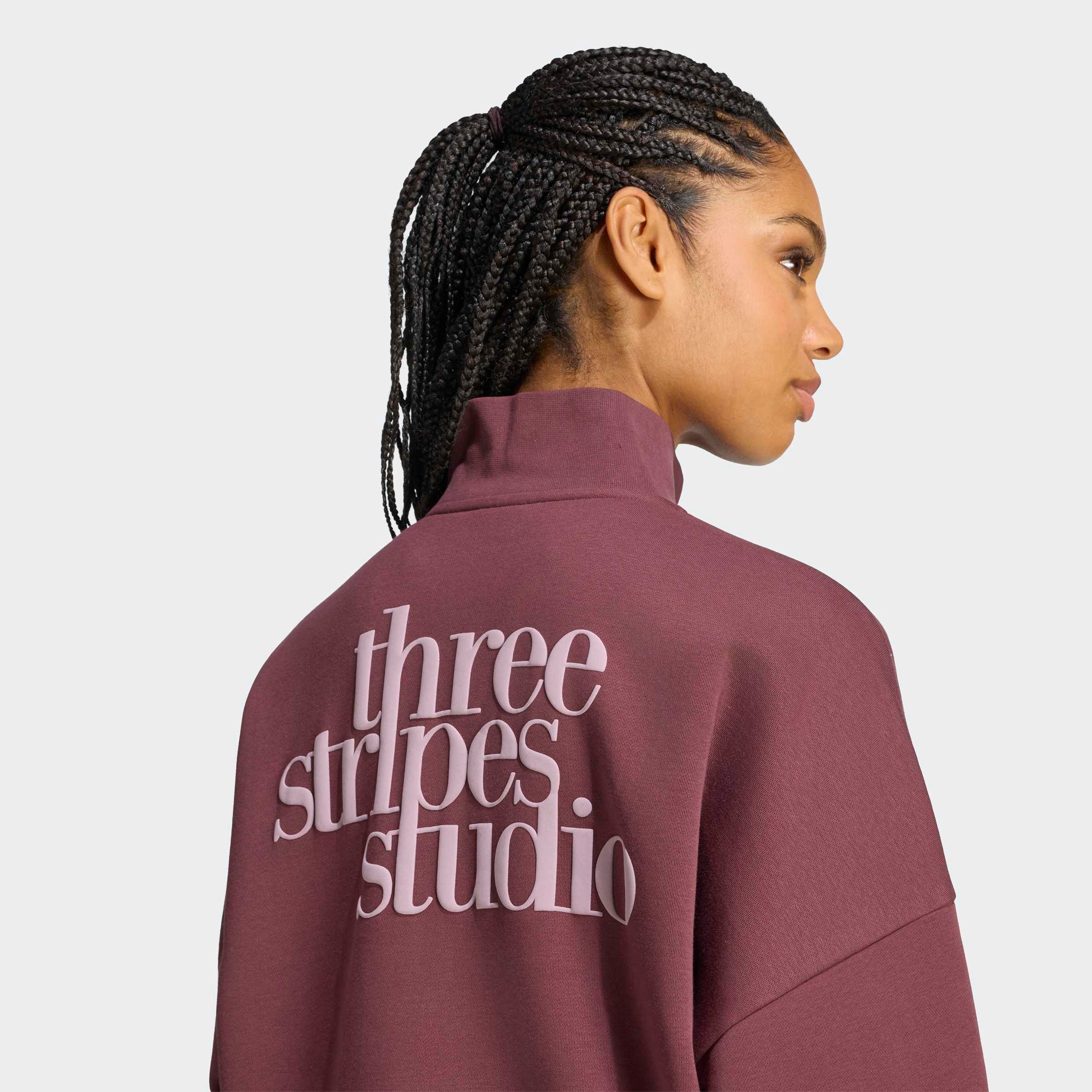 adidas Sportswear Sweatshirt »3-STREIFEN STUDIO FLEECE, REISSVERSCHLUSS BIS ZUR BRUST«
