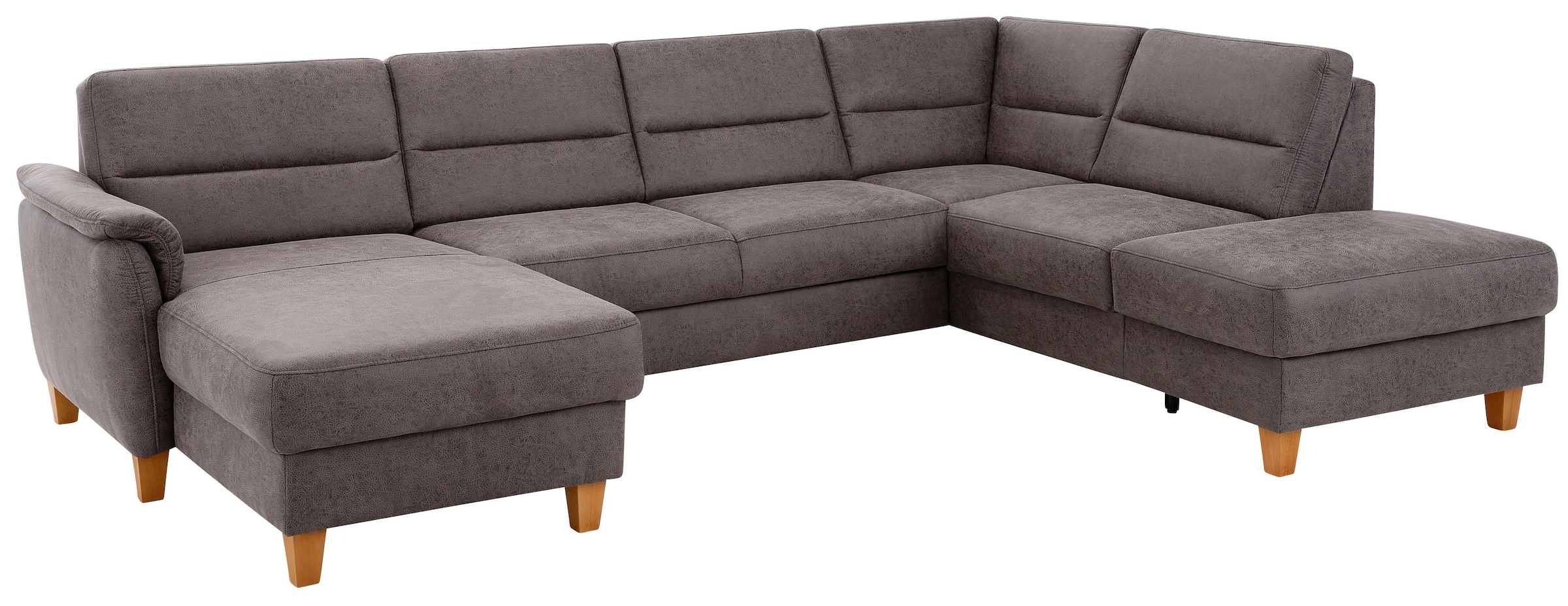 Home affaire Wohnlandschaft »Palmera U-Form, B: 308 cm, grosse Stoff + Leder Auswahl« optional Schlaffunktion & Bettkasten, Federkern, XXL-Wohnlandschaft