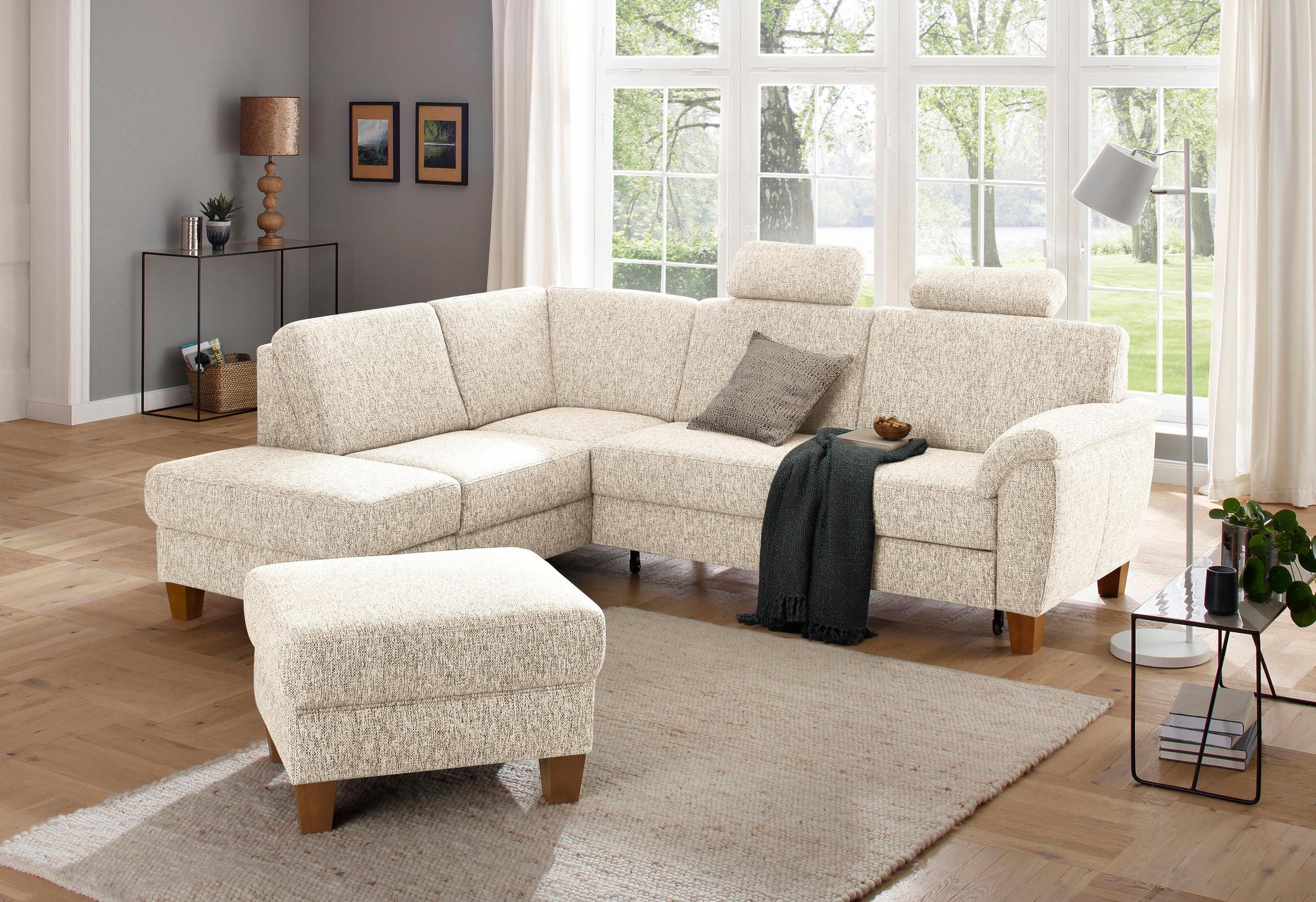 Image of Home affaire Ecksofa »Alta«, mit Federkern und Kontrastnaht, Füsse Buche eichefarben bei Ackermann Versand Schweiz