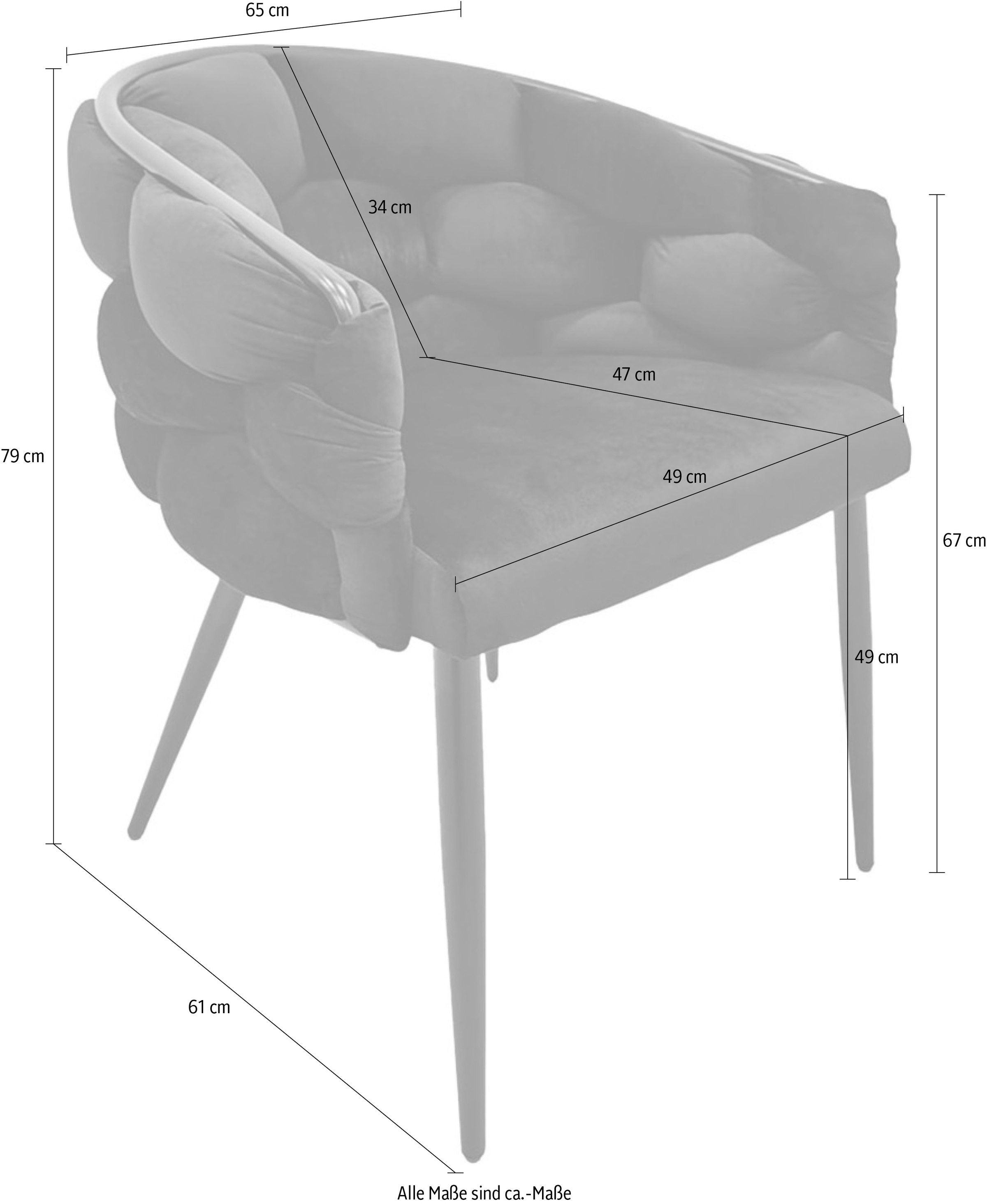 Kayoom Polsterstuhl »Stuhl Grace 125 2er-Set, Gestell aus Eisen, bequem gepolstert«, (Set), 2 St., Graziöses Design, absolutes Eye-Catcher, geflochtener Rücken