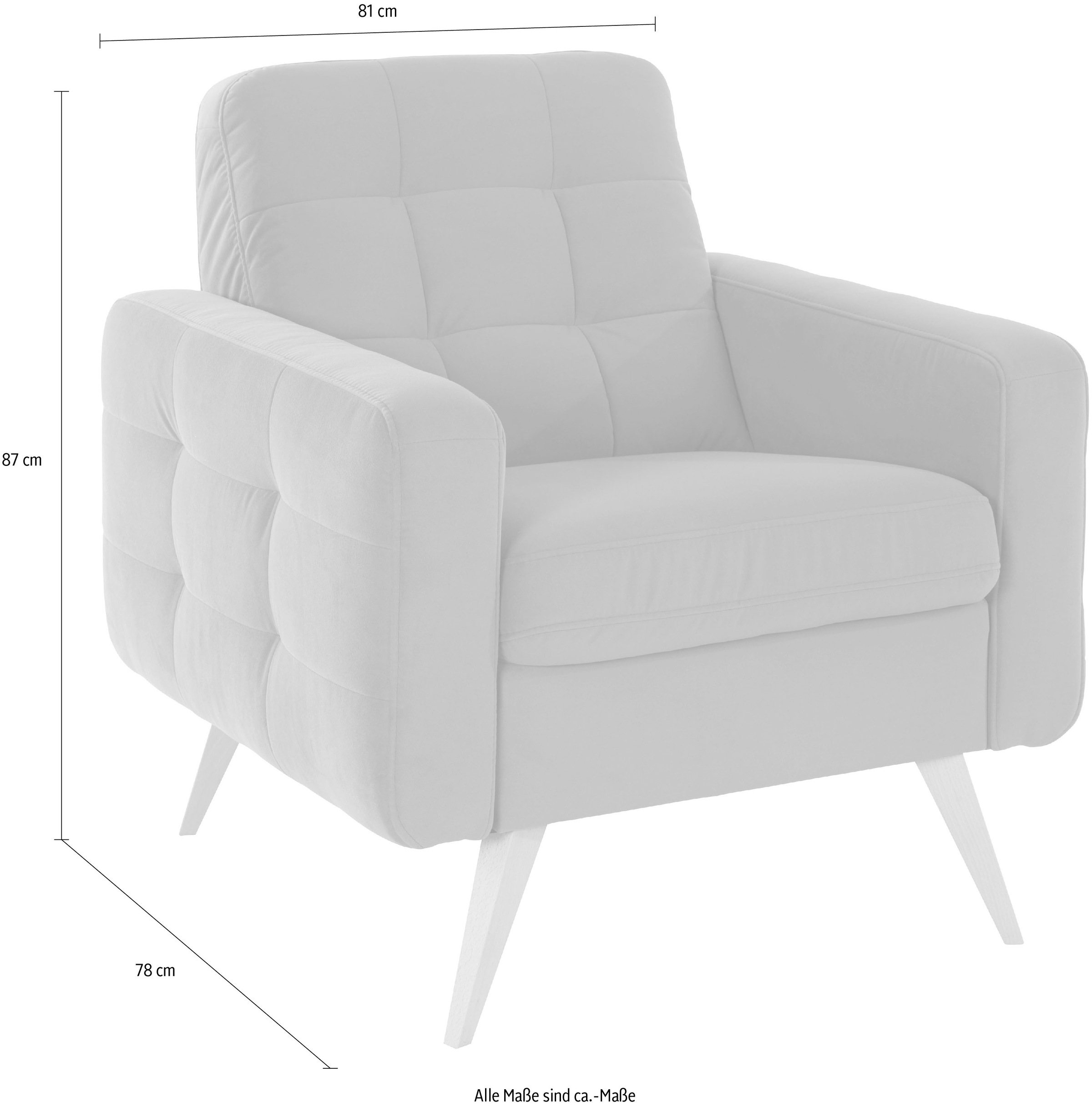 exxpo - sofa fashion Sessel »Nappa, Loungesessel, aktuelle Rückensteppung, bequem und modern«, hoher Holzfuss
