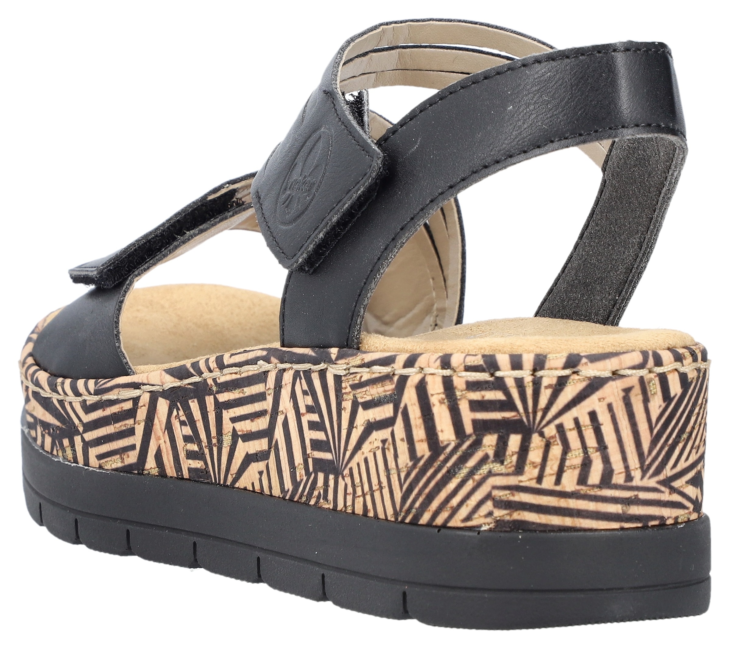 Rieker Sandales compensées  , Sommerschuh, Sandale, Keilabsatz, mit gemusterter Plateausohle