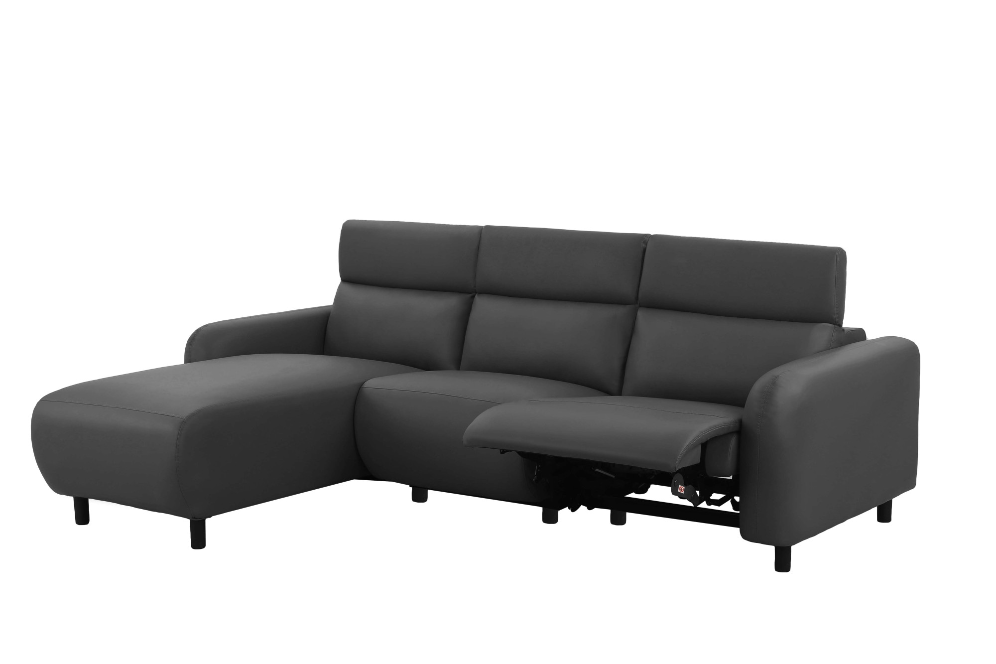 Home affaire Ecksofa »SKAANE Lederoptik, L-Form, 274 cm, manuelle/elektrische Relaxfunktion,« rundes Design, Kopfteilverstellung, Federkernpolsterung