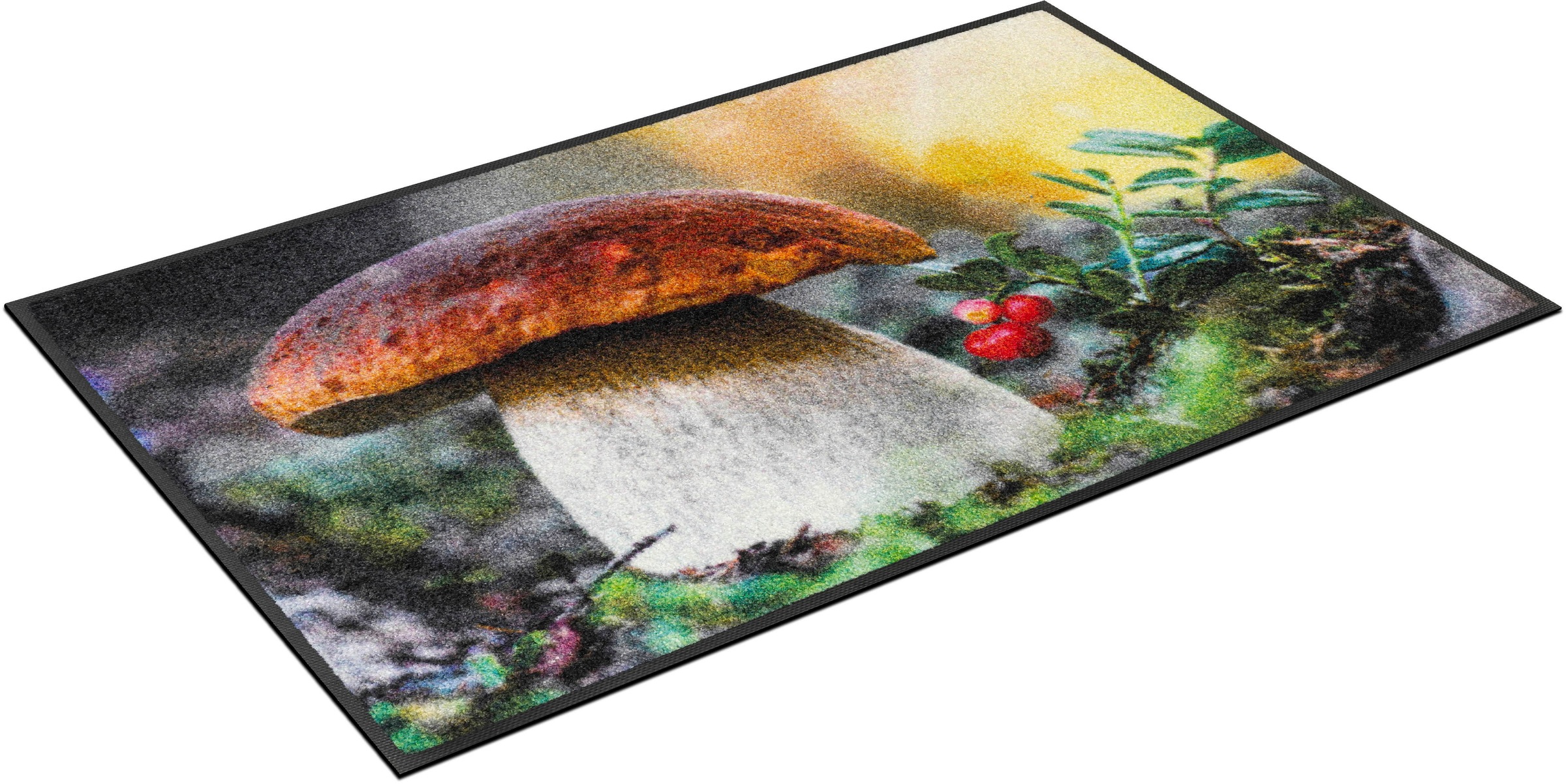 Image of wash+dry by Kleen-Tex Fussmatte »Steinpilz«, rechteckig, 7 mm Höhe, Schmutzfangmatte, Herbst Motiv, rutschhemmend, In- und Outdoor geeignet, waschbar bei Ackermann Versand Schweiz