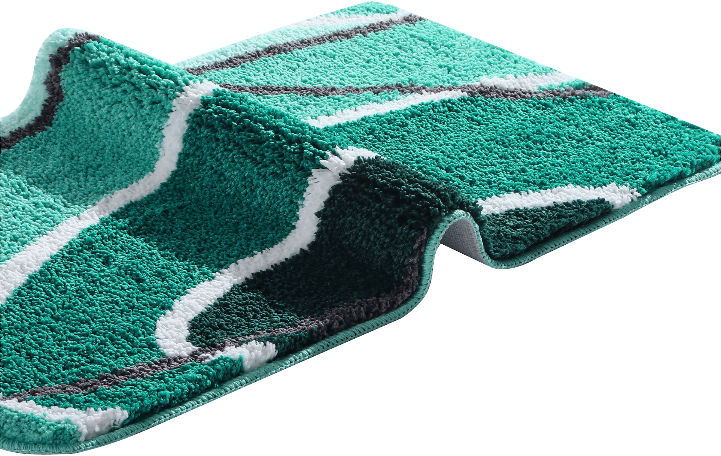 my home Badematte »Juna mit Muster, Badvorleger, Badezimmer Teppich, Duschvorleger« Höhe 20 mm rutschhemmend beschichtet strapazierfähig besonders weich, Design, Badematten, Badteppich