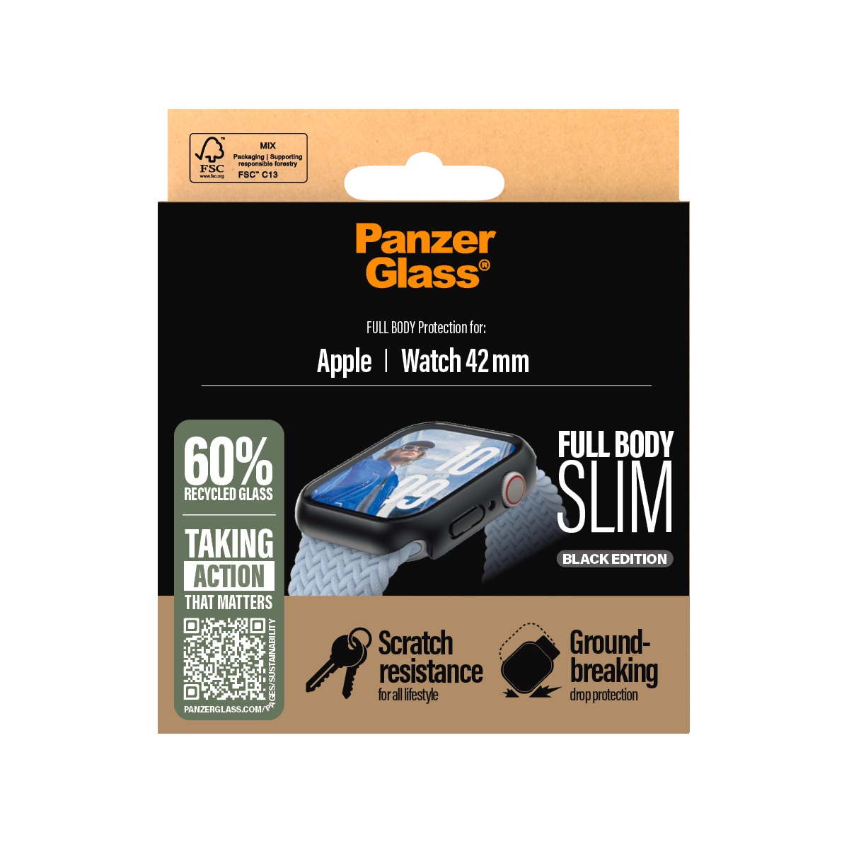 PanzerGlass Displayschutzglas »Full Body Protection«, für Apple Watch 10 42mm, (1 St.), Displayschutzfolie, Cover, Bildschirmschutz, kratz- & stossfest