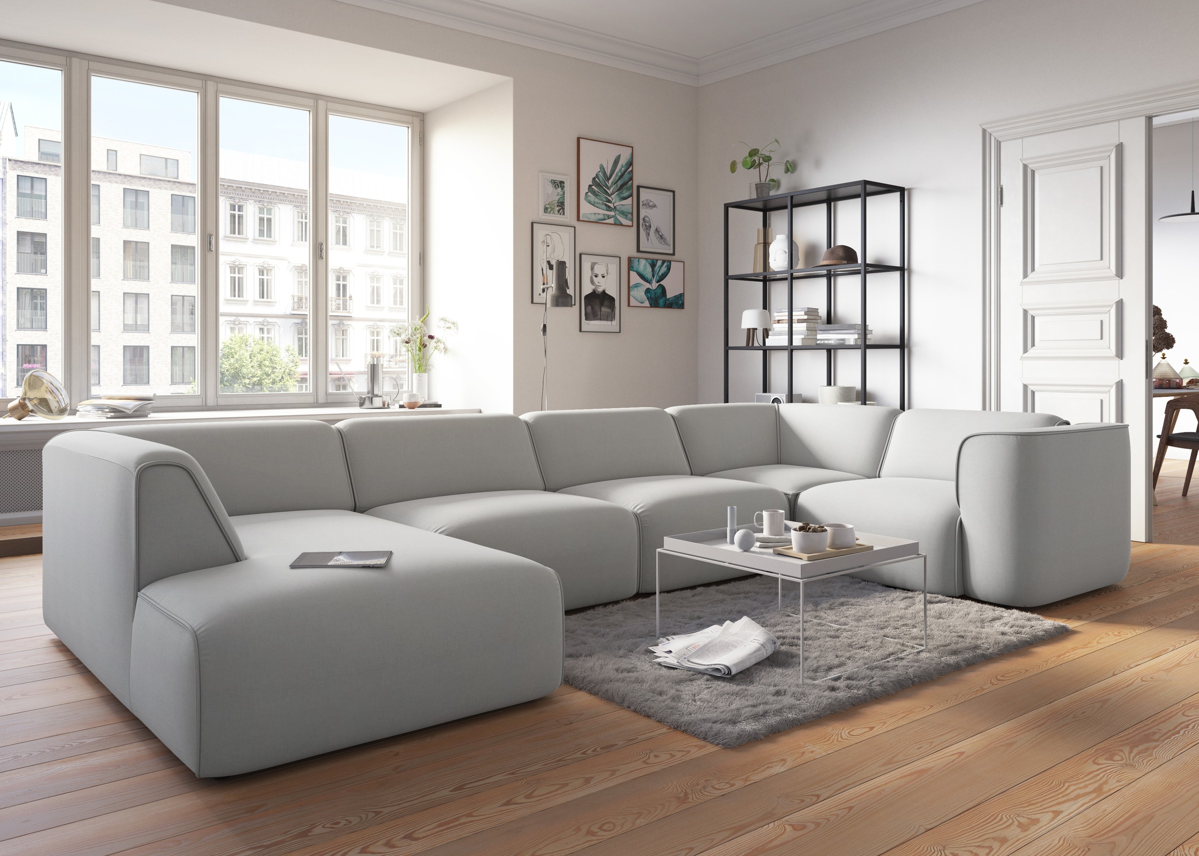 RAUM.ID Wohnlandschaft »Merid U-Form, jederzeit durch Module erweiterbar, B/T/H: 367/206/70 cm«, als Modul oder separat verwendbar, für individuelle Zusammenstellung