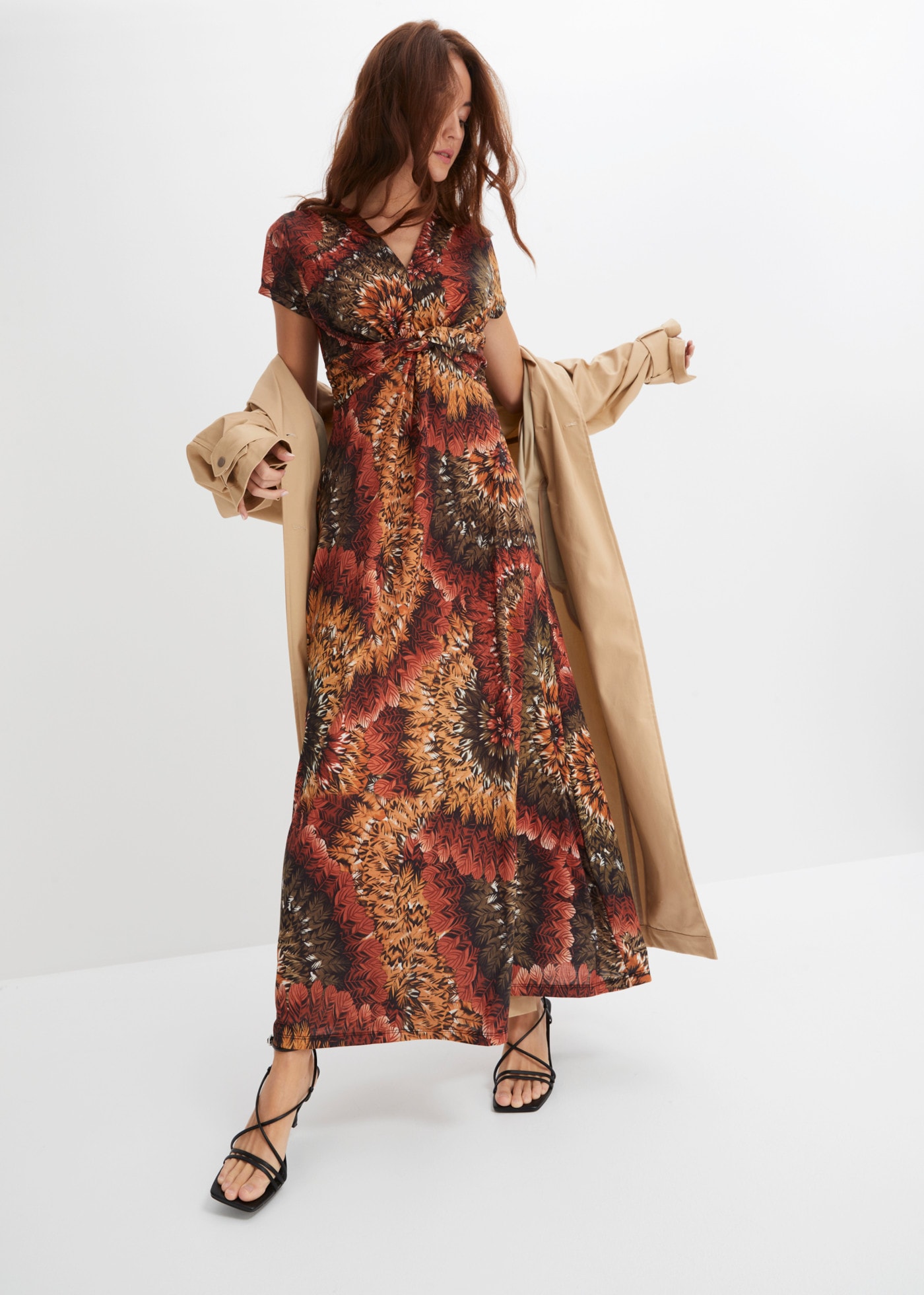 Image of bonprix Maxikleid ausgestellte Passform, aus Jersey-Material aus Polyester und Elasthan