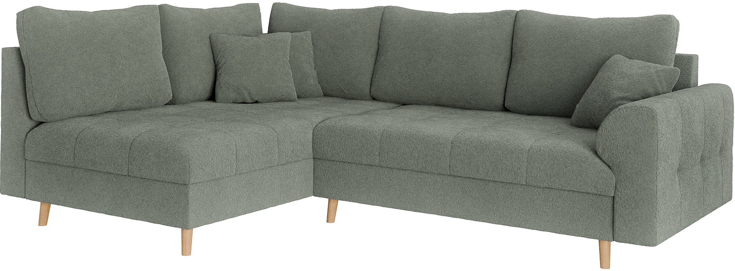 Home affaire Ecksofa »CHARRE L-Form mit Ottomane, Masse B/T/H: 231/161/81 cm«, feine Steppung, lose Rücken- und Zierkissen, auch in Cord und Bouclé