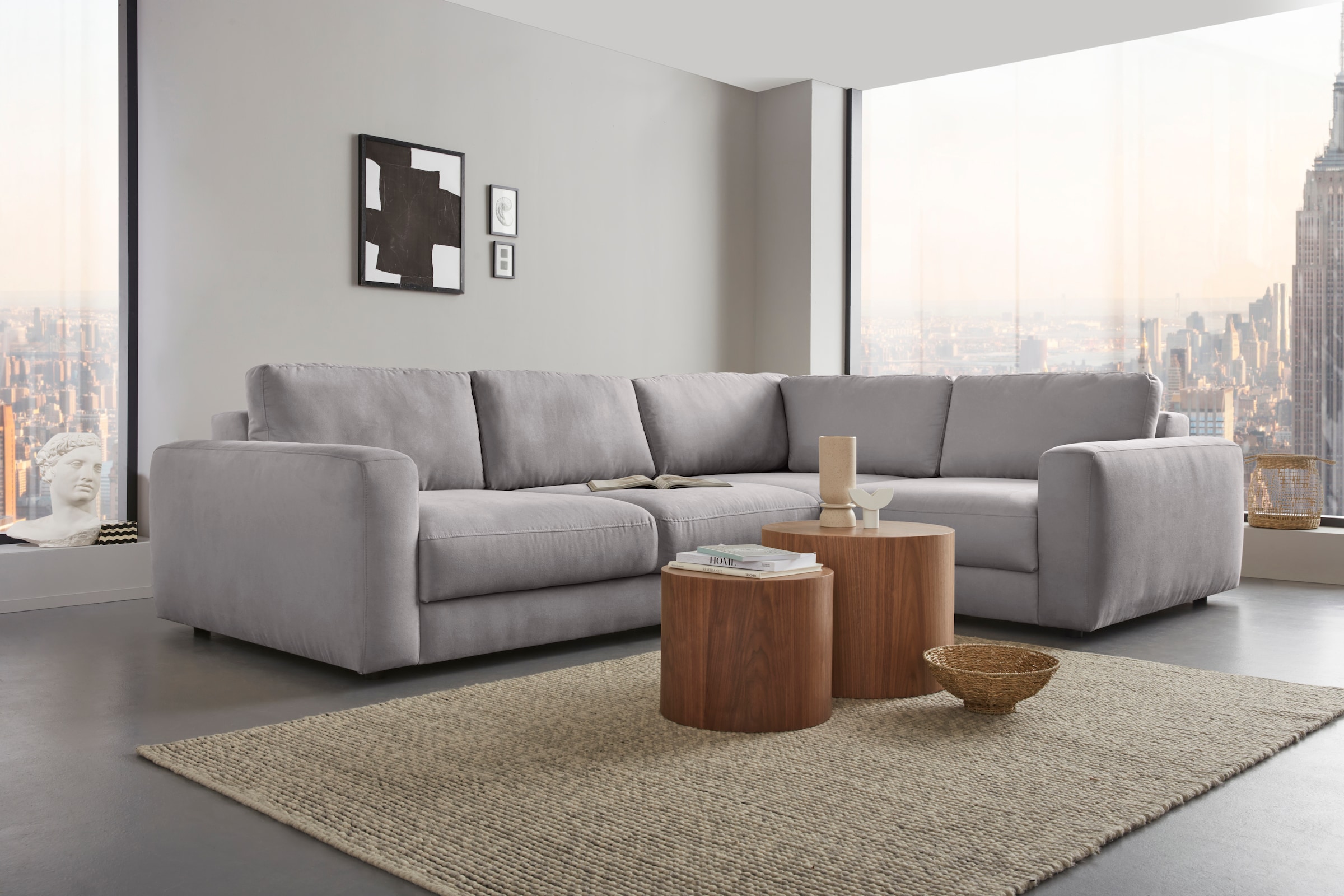 Home affaire Ecksofa »Bloomfield, Breite 304cm, Mega Polsterecke mit viel Platz, L-Form« extra tiefe Sitzfläche, wahlweise mit Sitztiefenverstellung