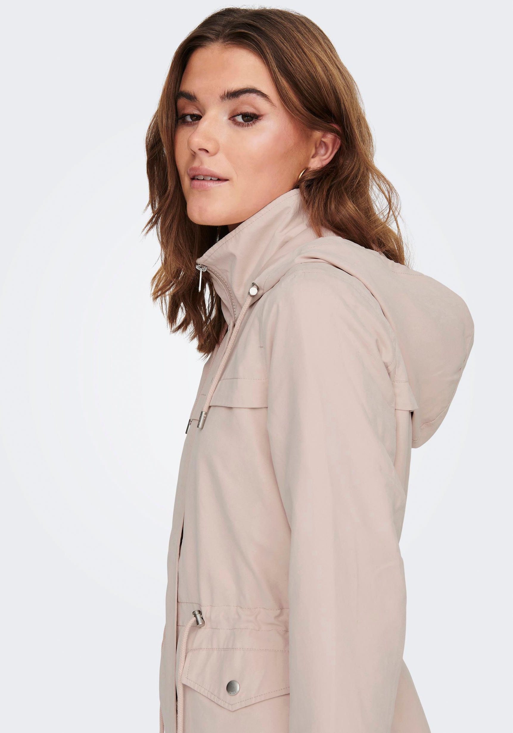 ONLY Parka »ONLNEWSTARLINE SPRING JACKET CC OTW« mit Kapuze mit durchgehendem und verdecktem Reissverschluss