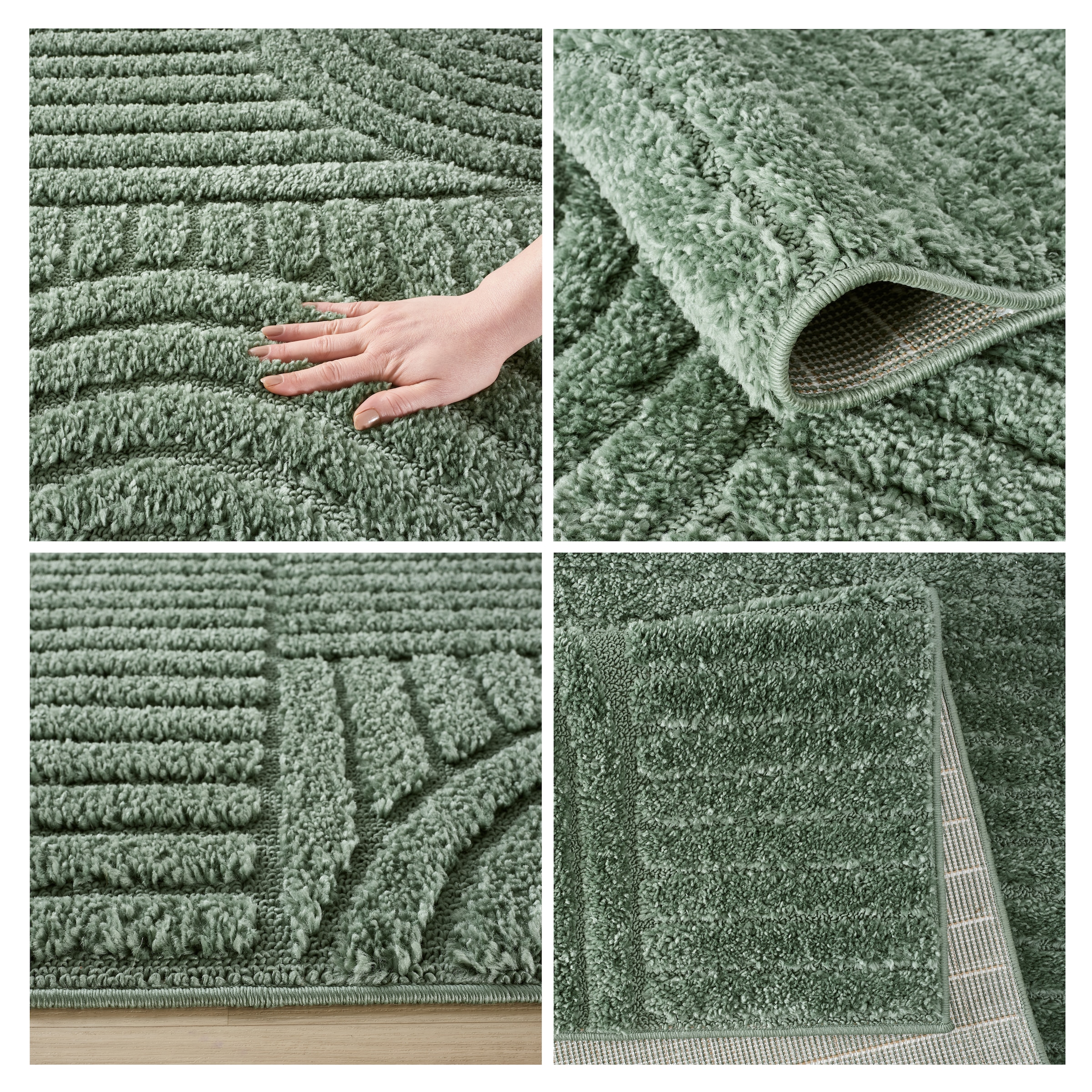 GOODproduct Teppich »Jonne, Boho-Design, Scandi, Designteppich« rechteckig 20 mm Höhe Hoch-Tief, 3D Optik, skandinavischer Stil, Wohnzimmer, Schlafzimmer