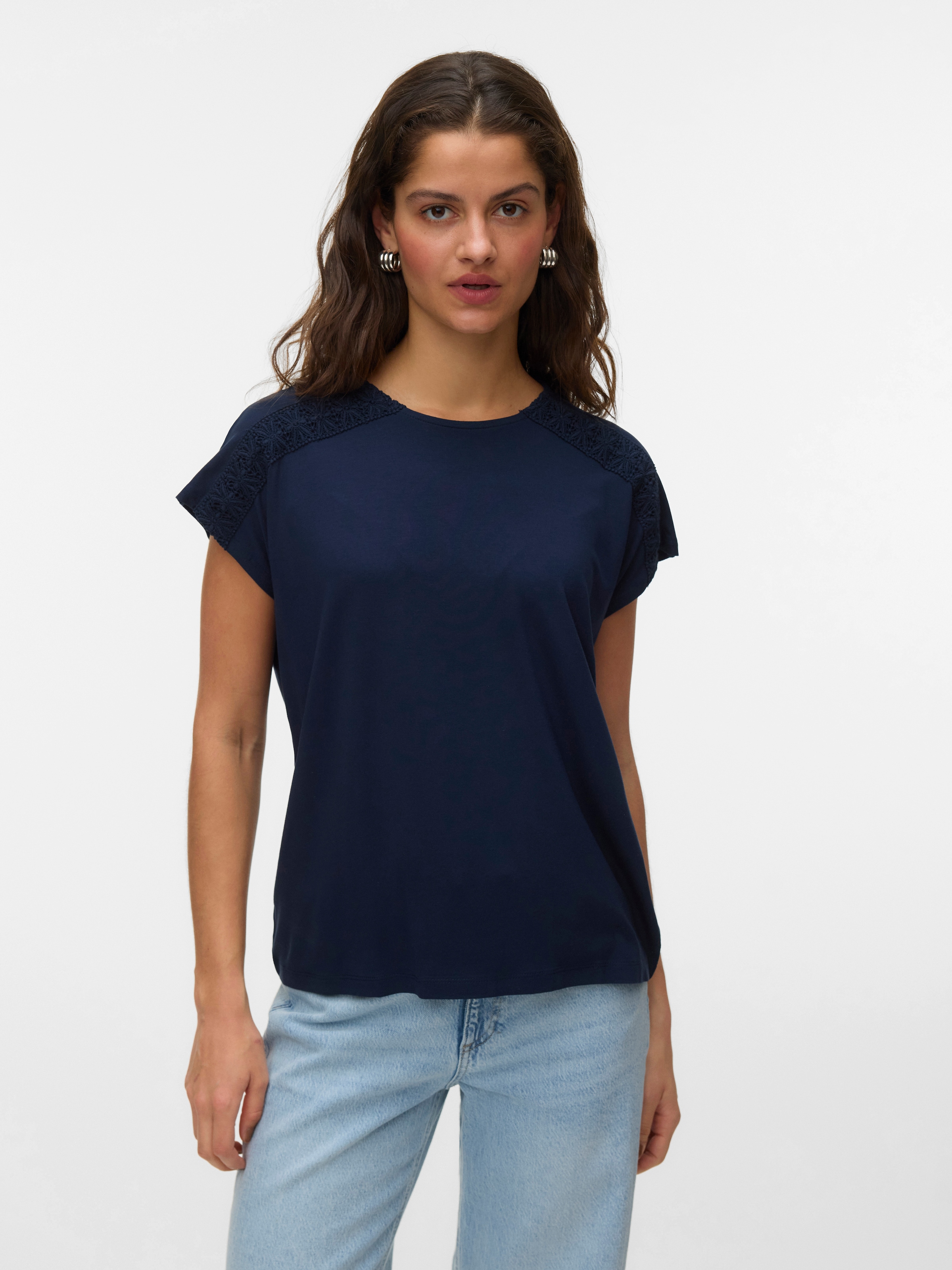 Image of Vero Moda Kurzarmshirt "VMGINA SS O-NECK TOP JRS GA" Viskosemischung