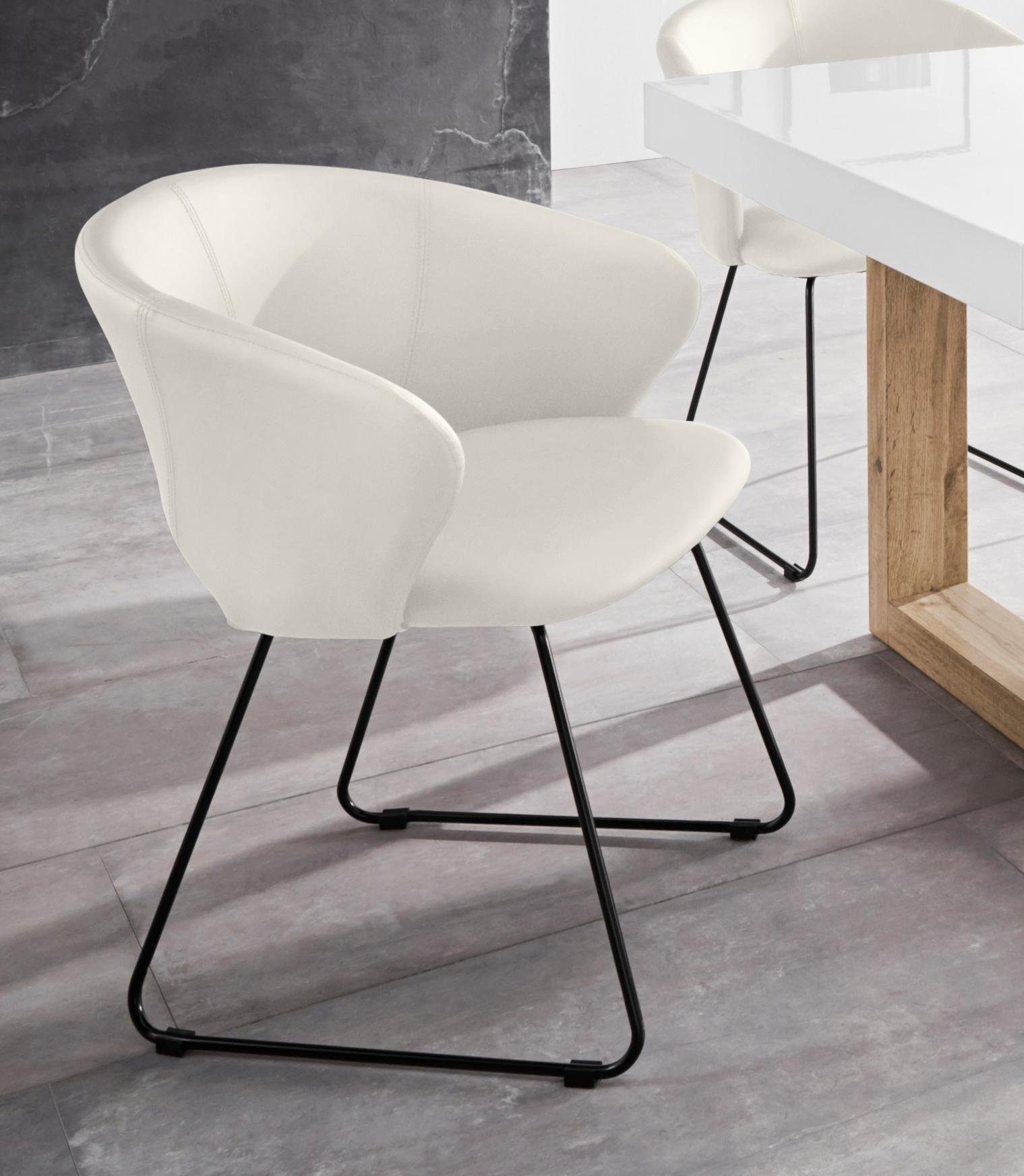 Image of INOSIGN Esszimmerstuhl »Plymouth«, Kunstleder, mit einem schönen Kunstleder Bezug und einem schwarzen Metallgestell in Kufen Form, Sitzhöhe 47 cm bei Ackermann Versand Schweiz