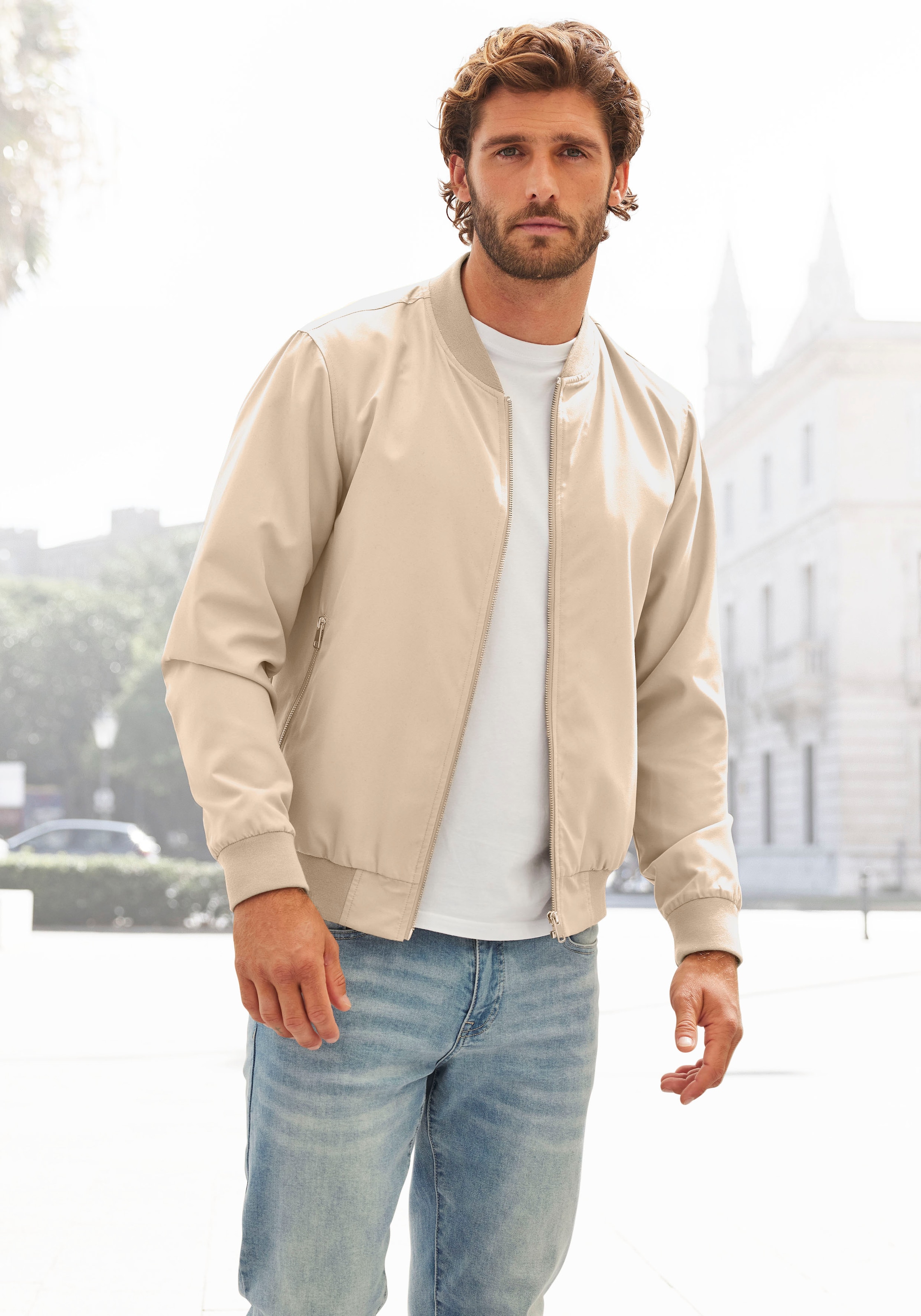 John Devin Blouson »Jacke,«, mit Rippkragen, moderne Übergangsjacke mit Innentasche