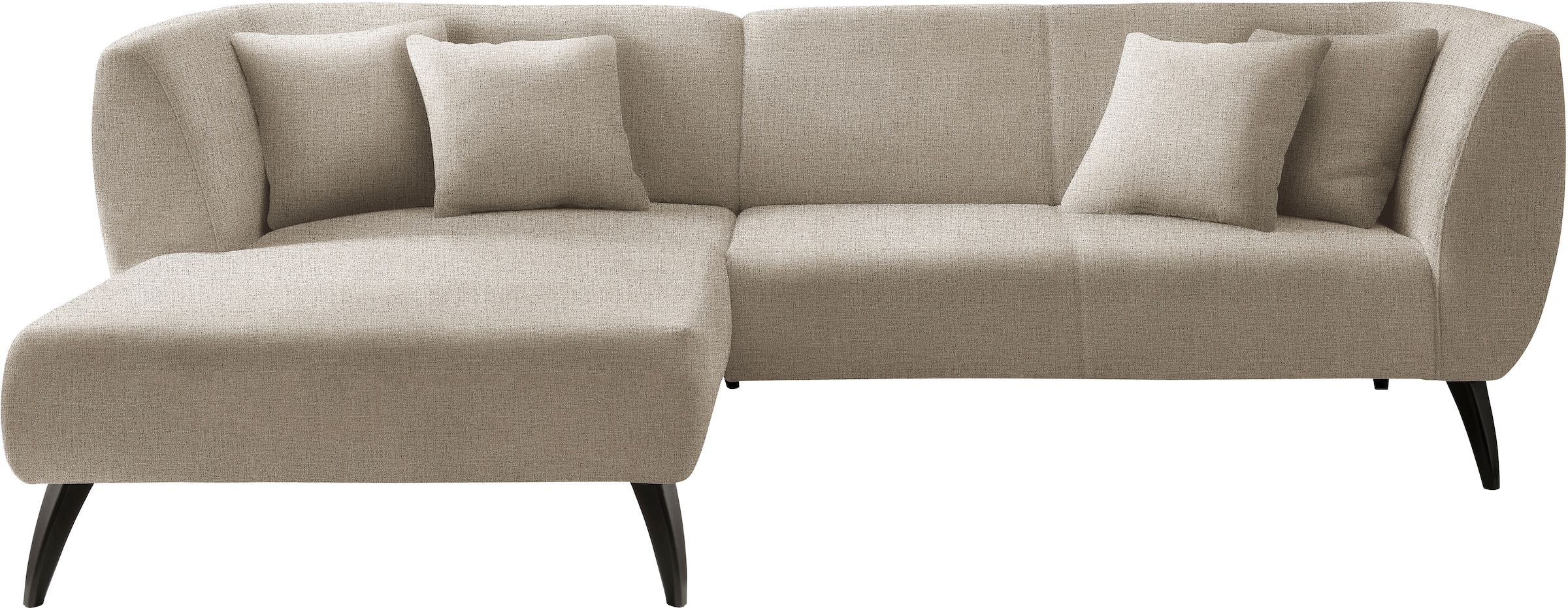 INOSIGN Ecksofa »Colori L-Form«, Holzfussfarbe wählbar, inkl. 4x Zierkissen