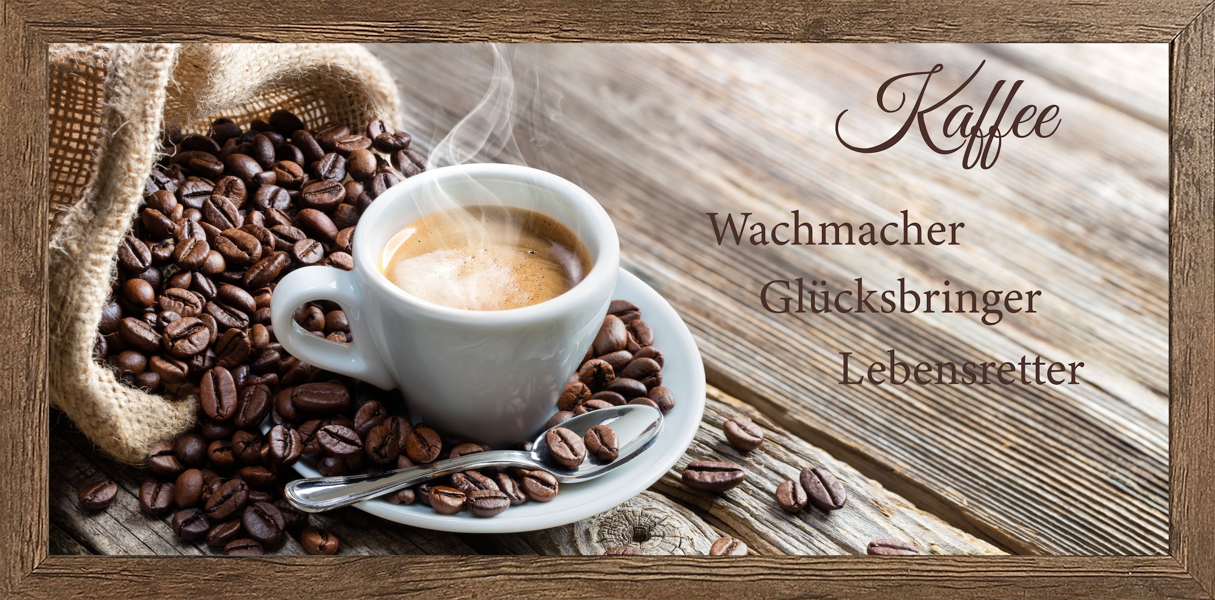 Image of Bönninghoff Bild mit Rahmen "Wandbild gerahmt KAFFEE MIT SPRUCH 23x49 cm – Wanddeko" Essen Getränke Kaffee Kaffee Bilder Küche Lebensmittel Sprüche Sprüche & Texte 1 Stk. tlg. mit dekorativem Rahmen