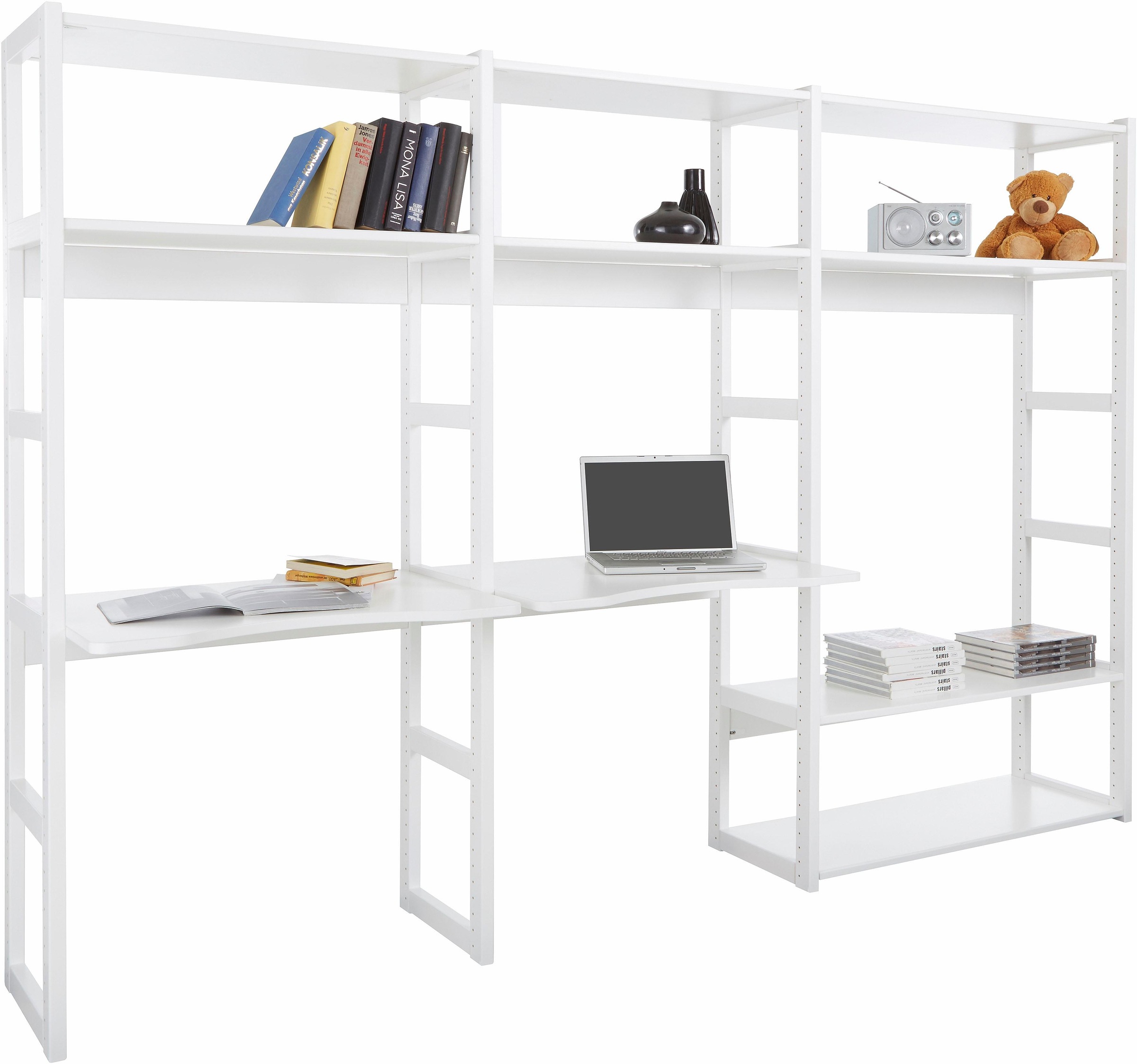 Image of Hoppekids Jugendzimmer-Set »STOREY«, (Set, 20 St., Regal-Set, 4 Seitenteilen, 2 Schreibtischplatten, 4 Einlegeböden, 4 Einlegeböden, 2 Stützelemente, 4 Stützelemente), mit Kinderschreibtisch & Regal, modular bei Ackermann Versand Schweiz