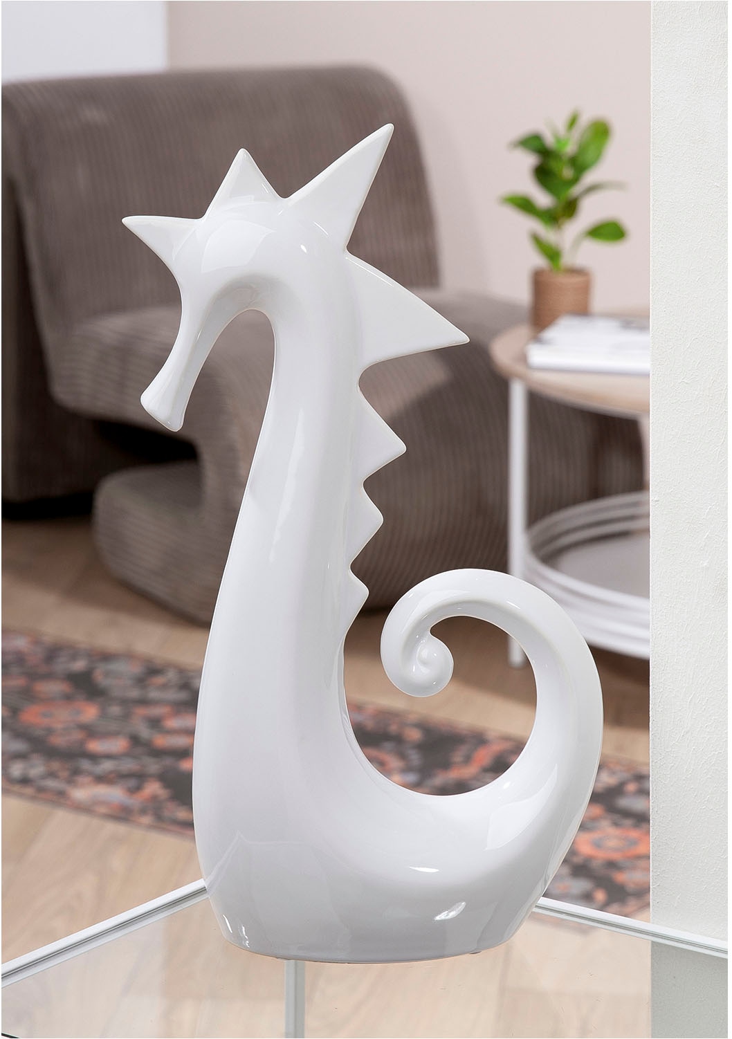 Image of GILDE Tierfigur "Seepferdchen, weiss glänzend"