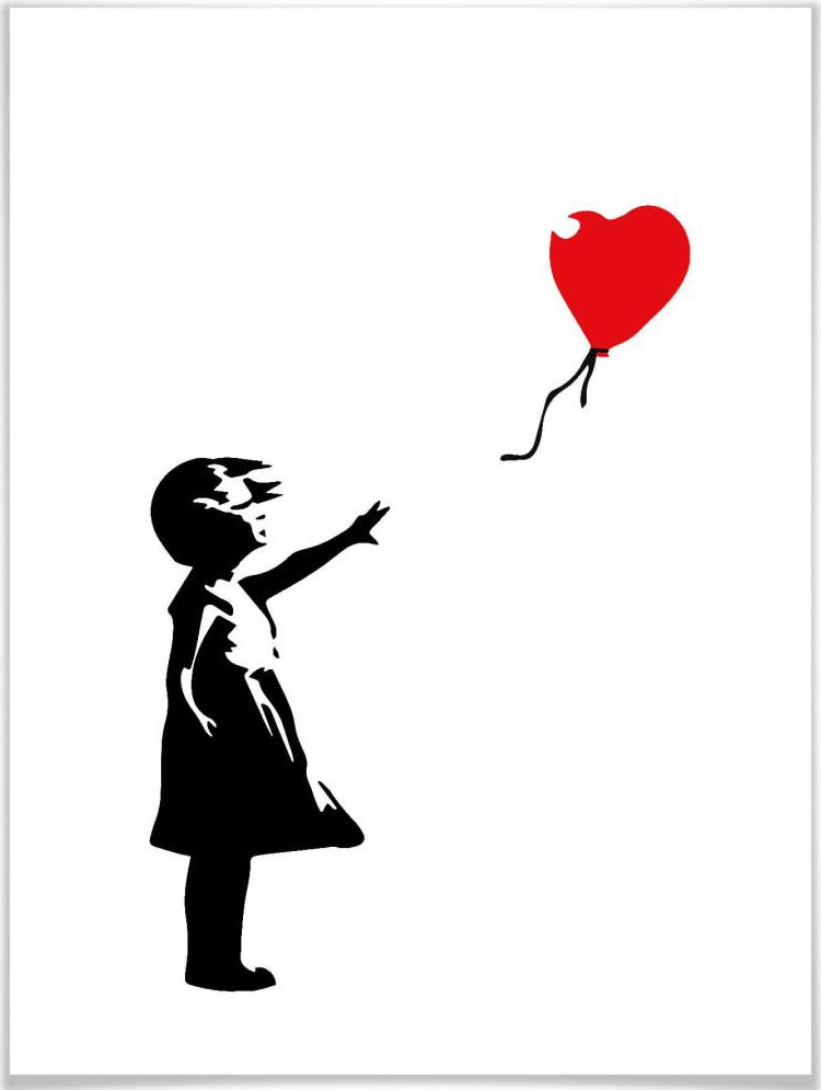 Image of Wall-Art Poster »Graffiti Bilder Girl with the red balloon«, Menschen, (1 St.), Poster, Wandbild, Bild, Wandposter bei Ackermann Versand Schweiz