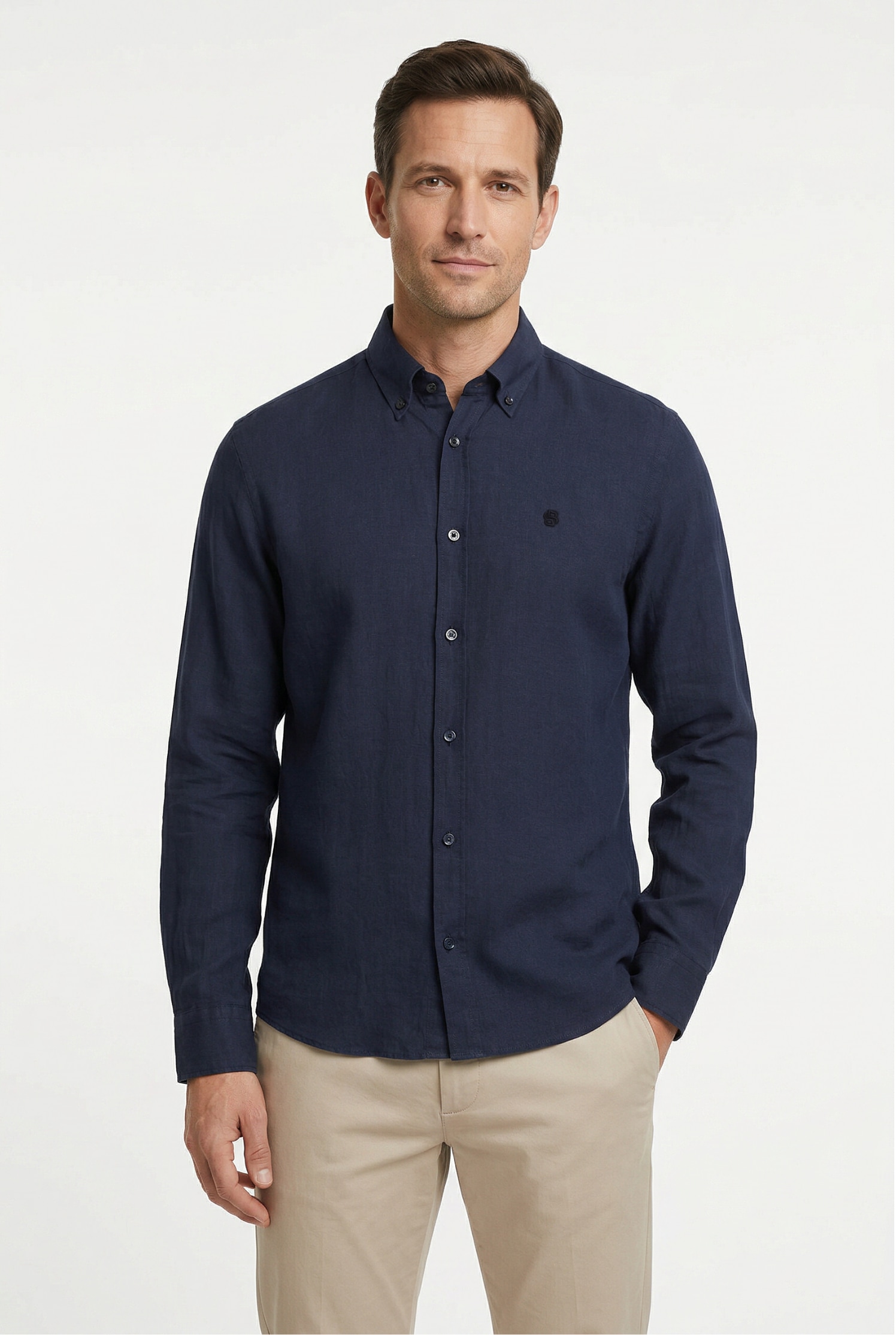 BOSS Chemise en lin »LIAM« 100% lin avec col boutonné, coupe régulière