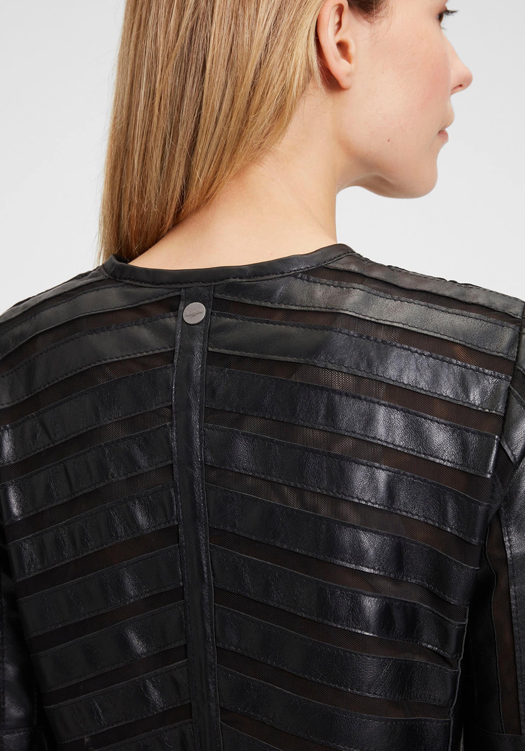 Mauritius Lederjacke »MWSuri LELEV«, gepatchtes Leder, Rundhals,Reissverschluss