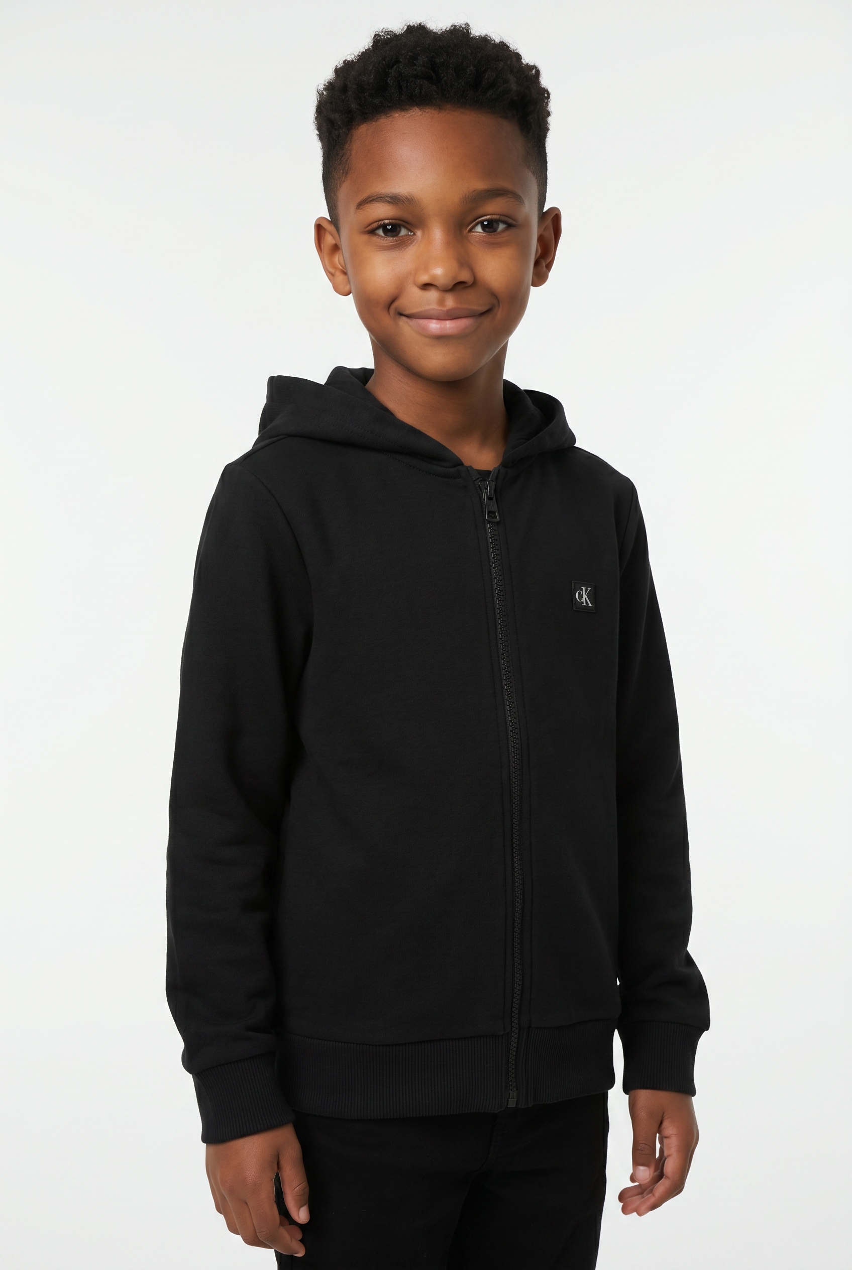 Image of Calvin Klein Kapuzensweatjacke "MINI BADGE ZIP-THROUGH" mit Logo-Badge