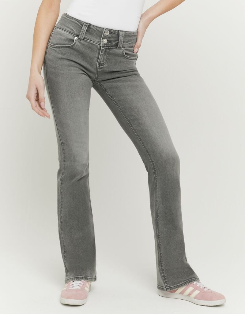 Image of Tally Weijl Bootcut-Jeans "SPADECYNTIA" Baumwollmischung, Low Waist, mit doppeltem Knopf am breiten Bund