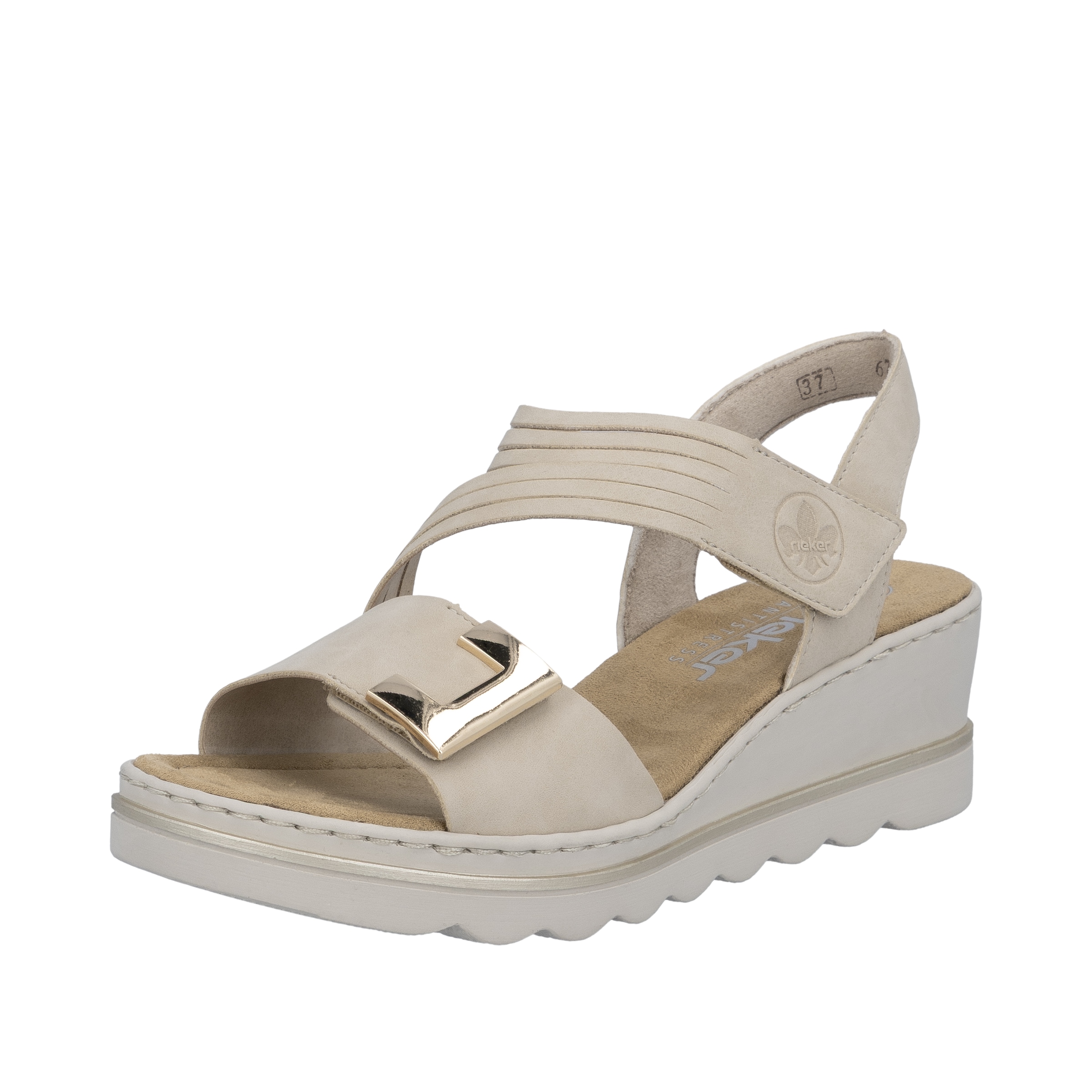 Image of Rieker Keilsandalette Klettschuh, Sommerschuh, Urlaubsschuh mit asymmetrischen Riemchen