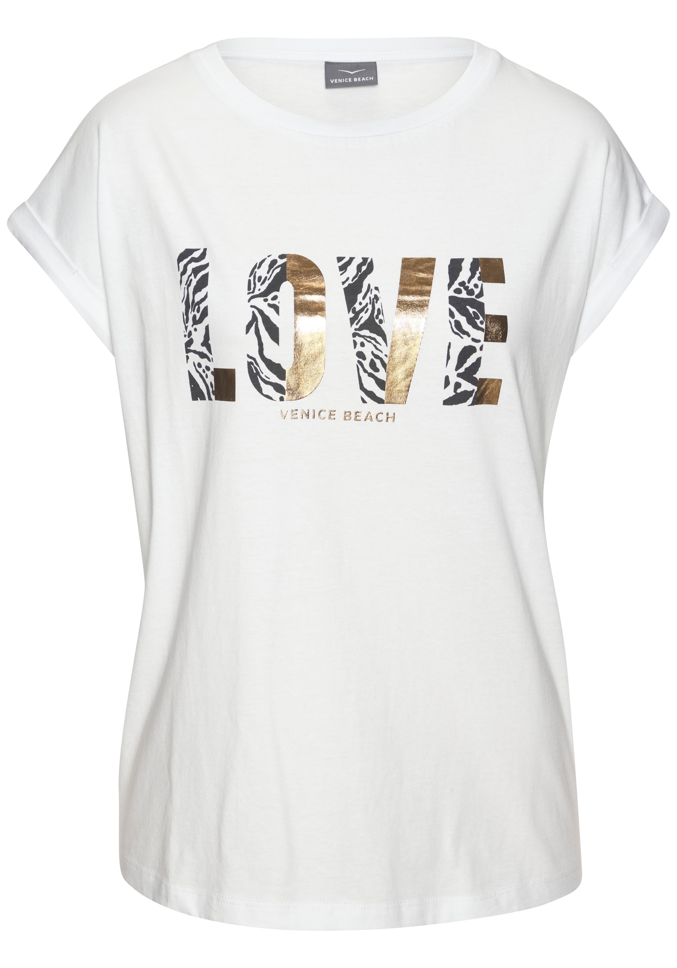 Venice Beach Kurzarmshirt, mit Frontprint, T-Shirt aus Baumwolle, lockere Passform