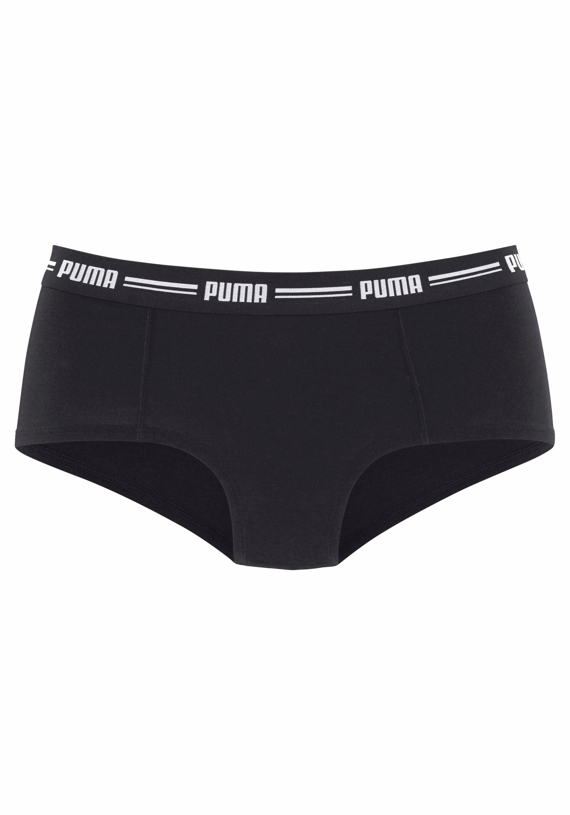 PUMA Panty »PUMA WOMEN MINI SHORT 2P PACK«, (Packung, 2er Pack), mit markantem Logo-Bund