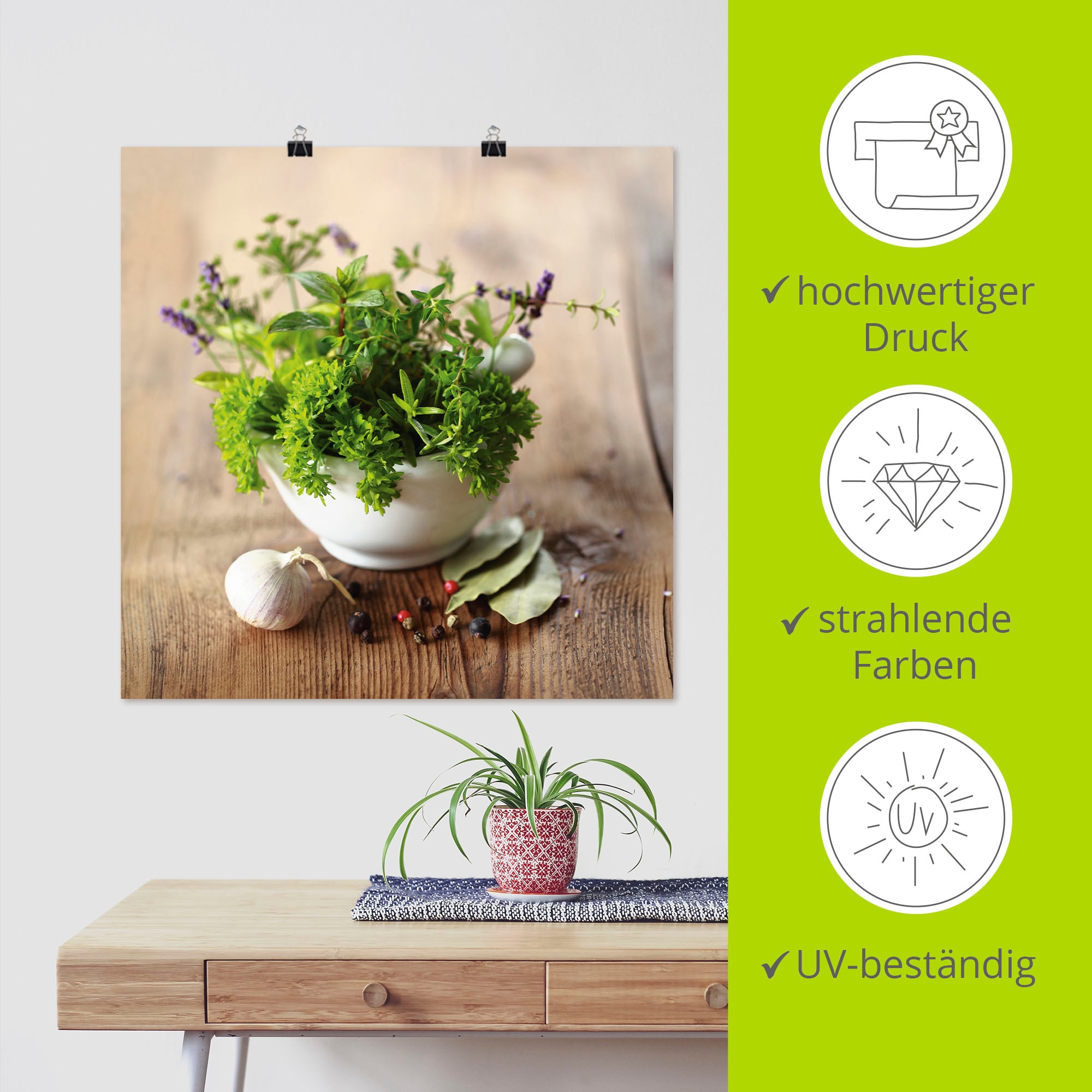 Artland Wandbild »Verschiedene Kräuter - Küche« Arrangements 1 Stk. tlg. als Alubild, Leinwandbild, Poster in verschied. Grössen