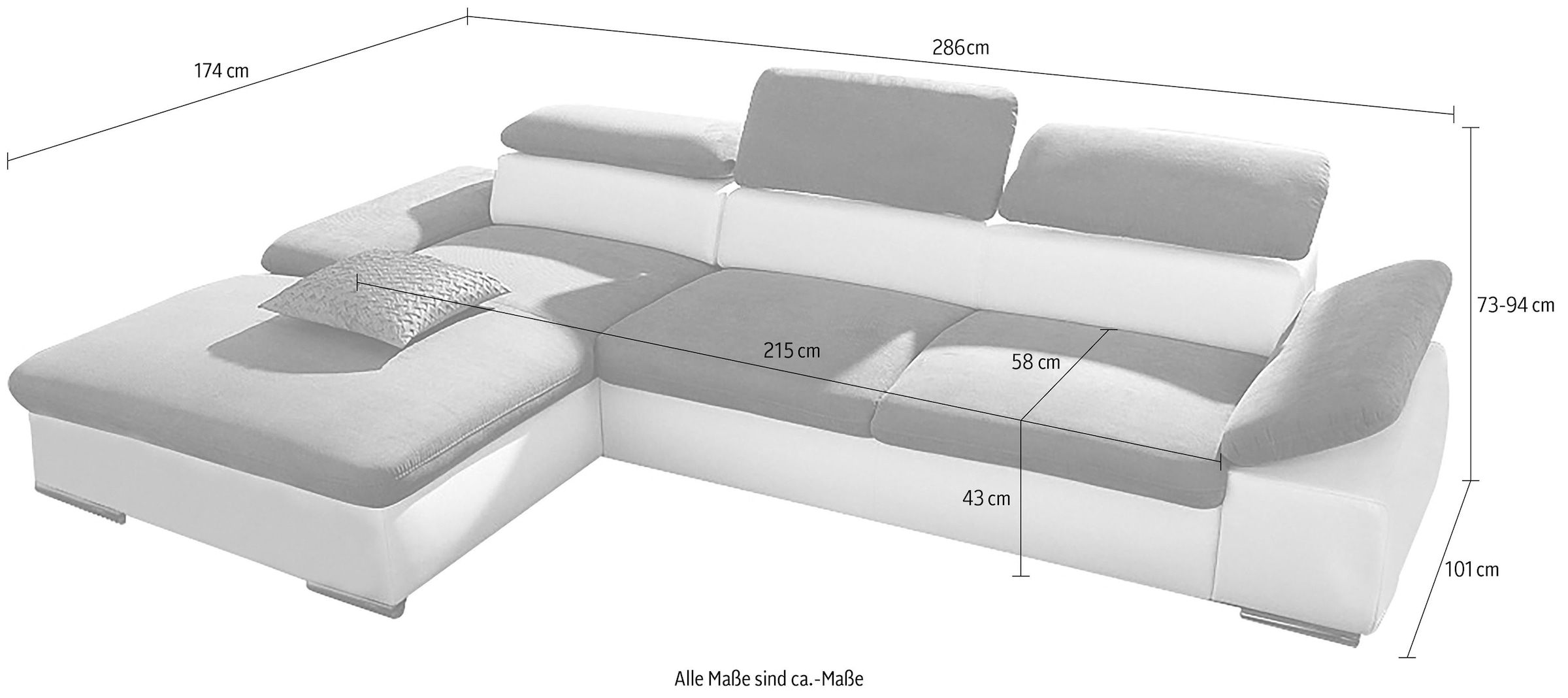 sit&more Ecksofa »Alcudia L-Form« wahlweise mit Bettfunktion