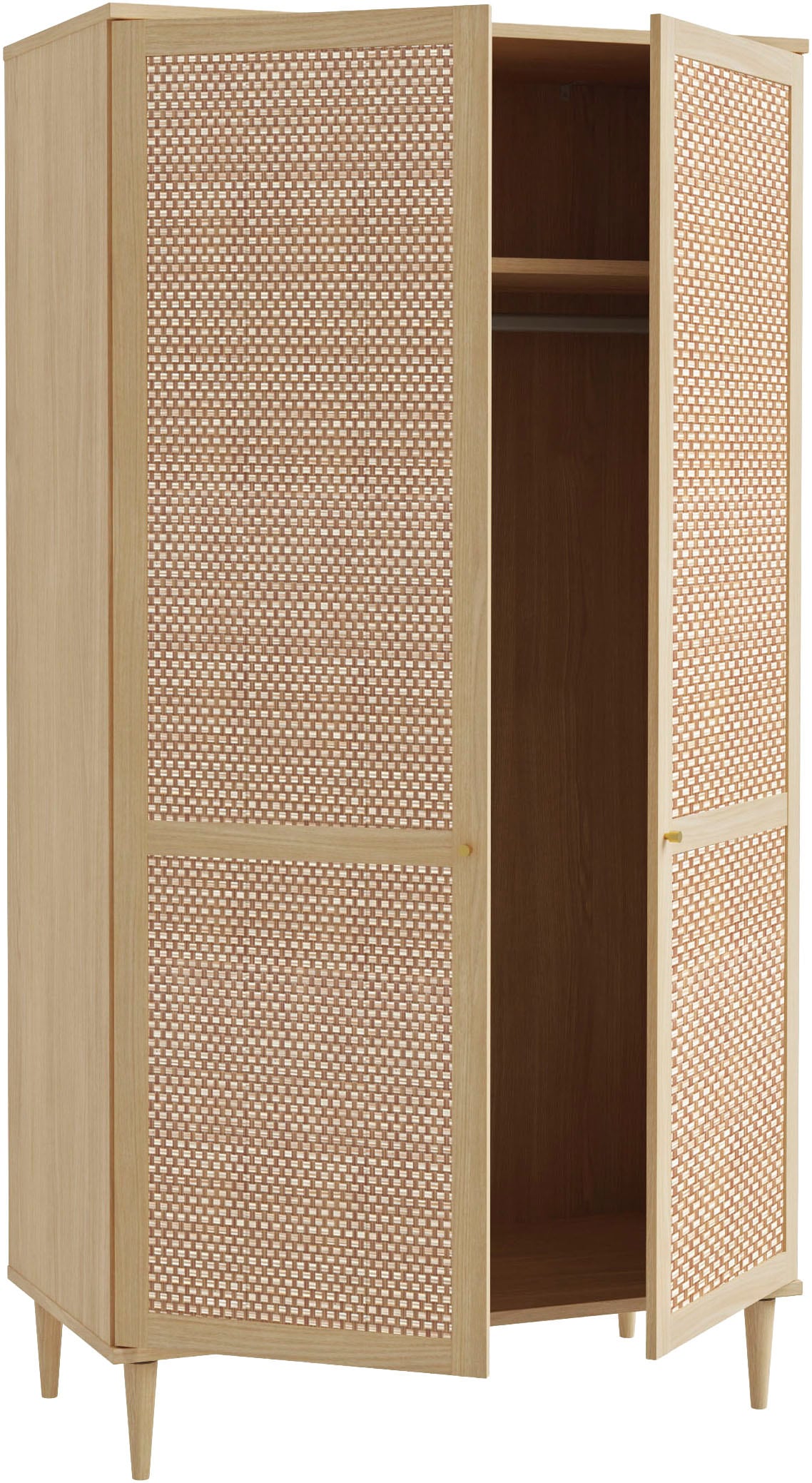 GOODproduct Kleiderschrank »ELLIAN mit Wiener Geflechtoptik, Rattan, Boho Stil, Vintage« Holzfüsse, Metallgriffe, Made in EU, viel Stauraum, FSC® zertifiziert