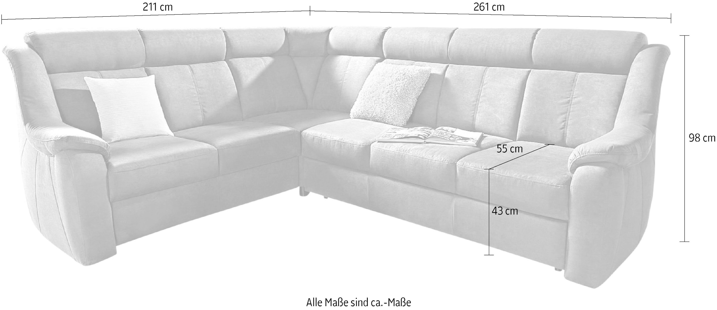 sit&more Ecksofa »Basel L-Form«, wahlweise mit Relaxfunktion