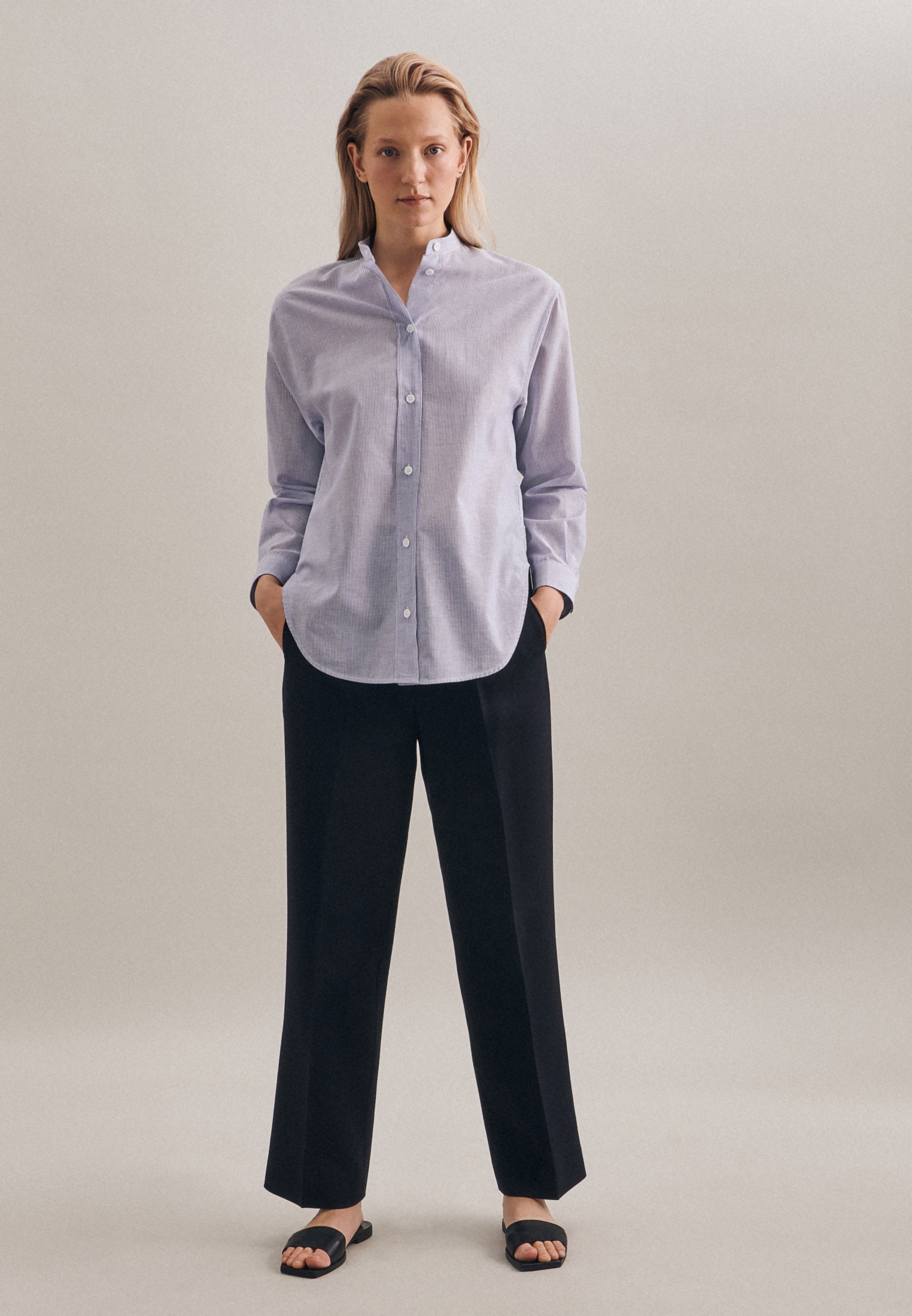 Image of seidensticker Klassische Bluse »Schwarze Rose«, Langarm Kragen Streifen bei Ackermann Versand Schweiz