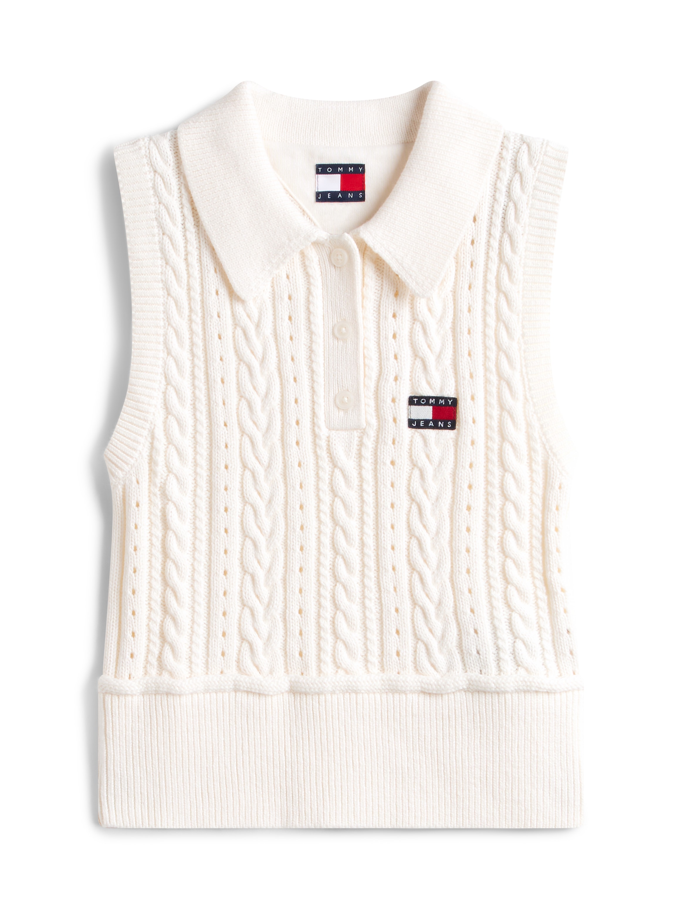 Tommy Jeans Pull-over »TJW GMD CABLE POLO SWEATER« avec motif torsadé