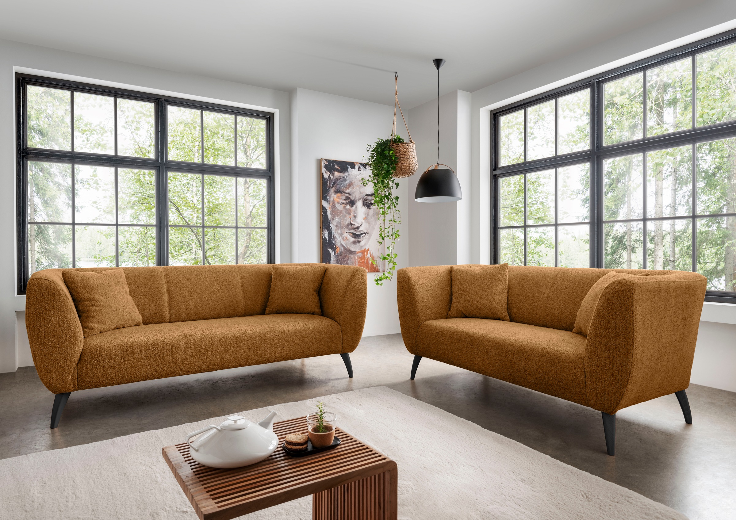 Home affaire Ecksofa »Lazio modern und bequem, schmale Armlehnen, tolle Detailverarbeitung« zwei verschiedene Fussfarben wählbar
