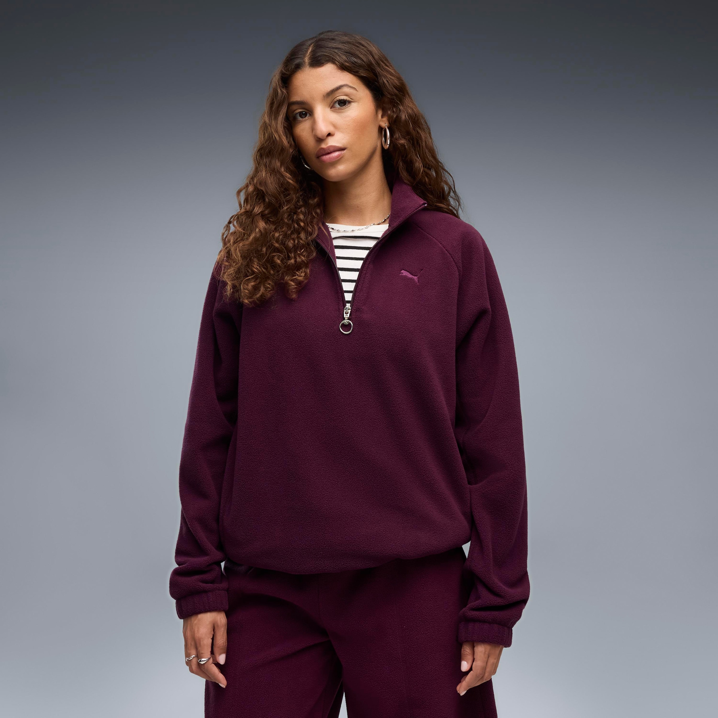 Image of PUMA Langarmshirt "HER STANDARD WINTERIZED HALF-ZIP" mit Reissverschluss, unifarbene Optik, ohne Kapuze, aus Polyester