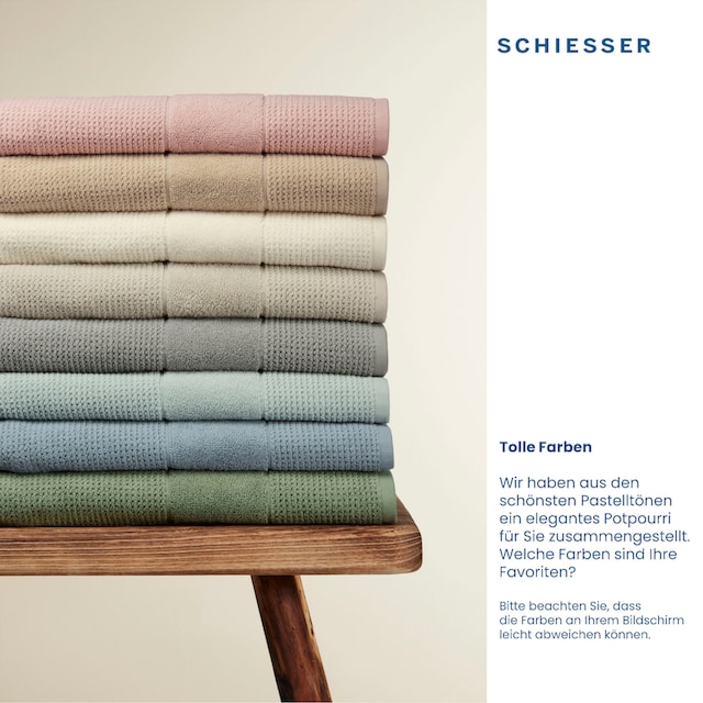 Schiesser Handtücher »Turin im 4er Set aus 100% Baumwolle«, (2 St.),  Reiskorn-Optik, MADE IN GREEN by OEKO-TEX®-zertifiziert günstig kaufen