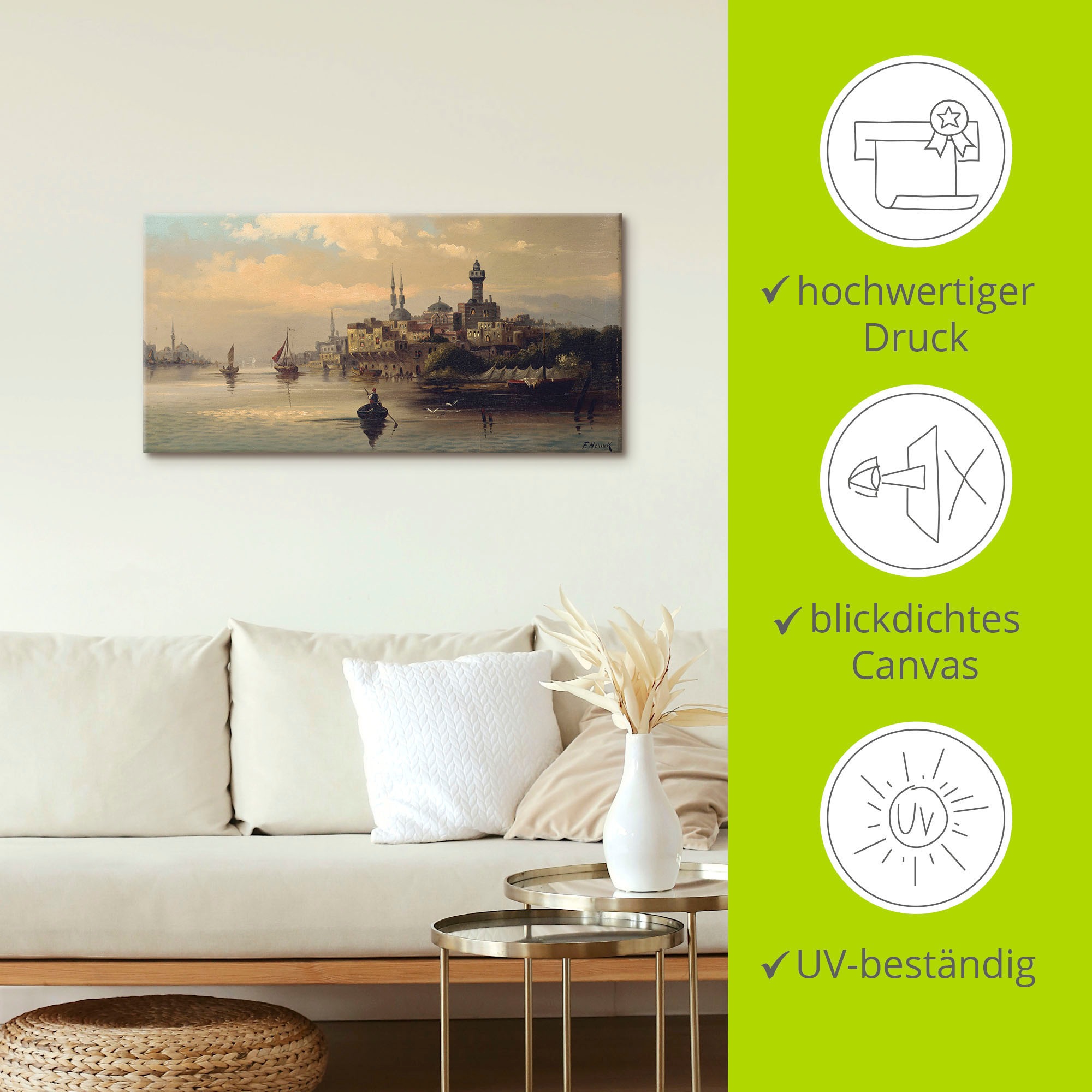 Artland Wandbild »Kauffahrtsschiffe auf Bosporus, Istanbul«, Gewässer, (1 St.), als Leinwandbild, Poster, Wandaufkleber in verschied. Grössen