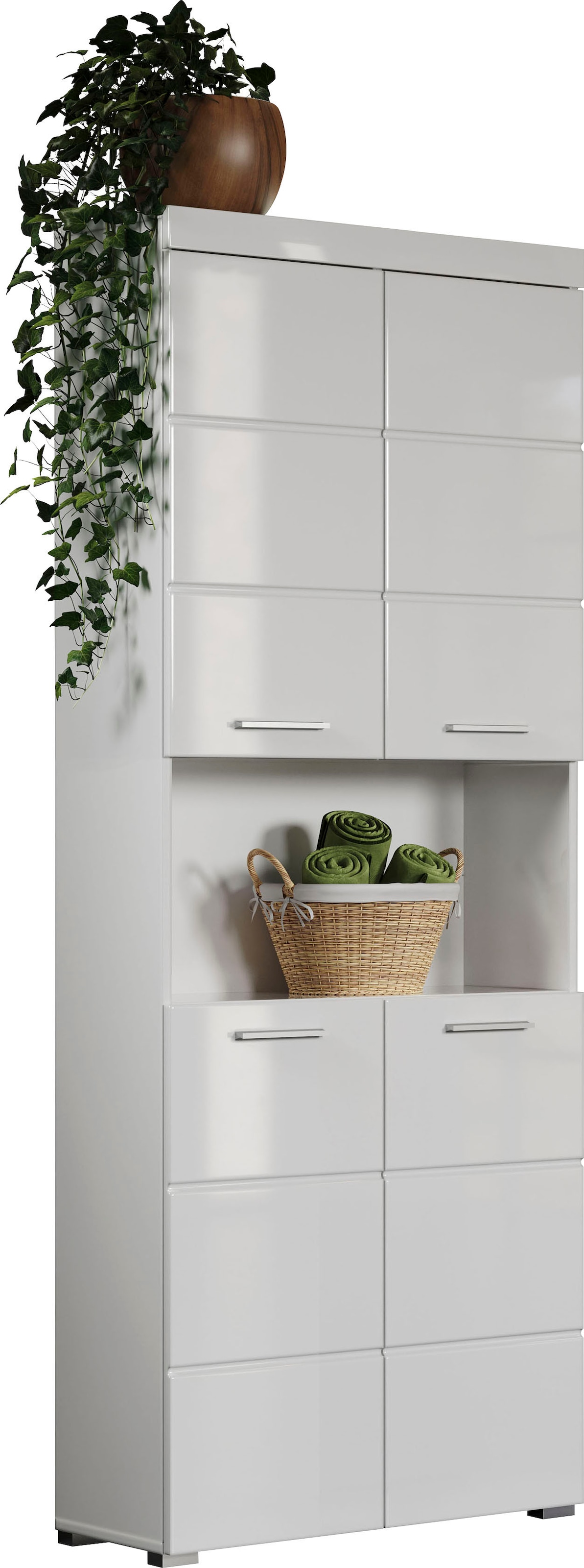 welltime Armoire haute »Avena« Badschrank 4-türig mit o. Fach und 4 Einlegeböden - B/T/H 73/31/190 cm