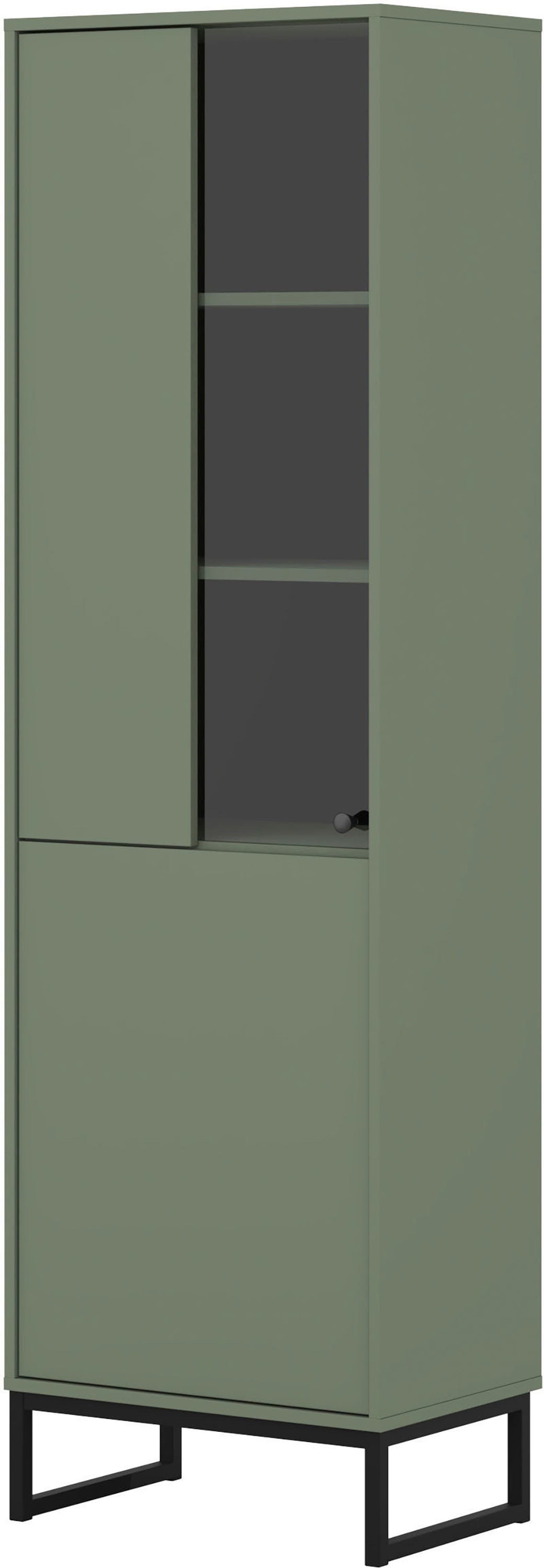 GOODproduct Vitrine »Loft, Höhe 180 cm, moderne Standvitrine mit 2 Türen, Metallkufen« Hochschrank mit viel Stauraum, Glastür und verstellbaren Einlegeböden
