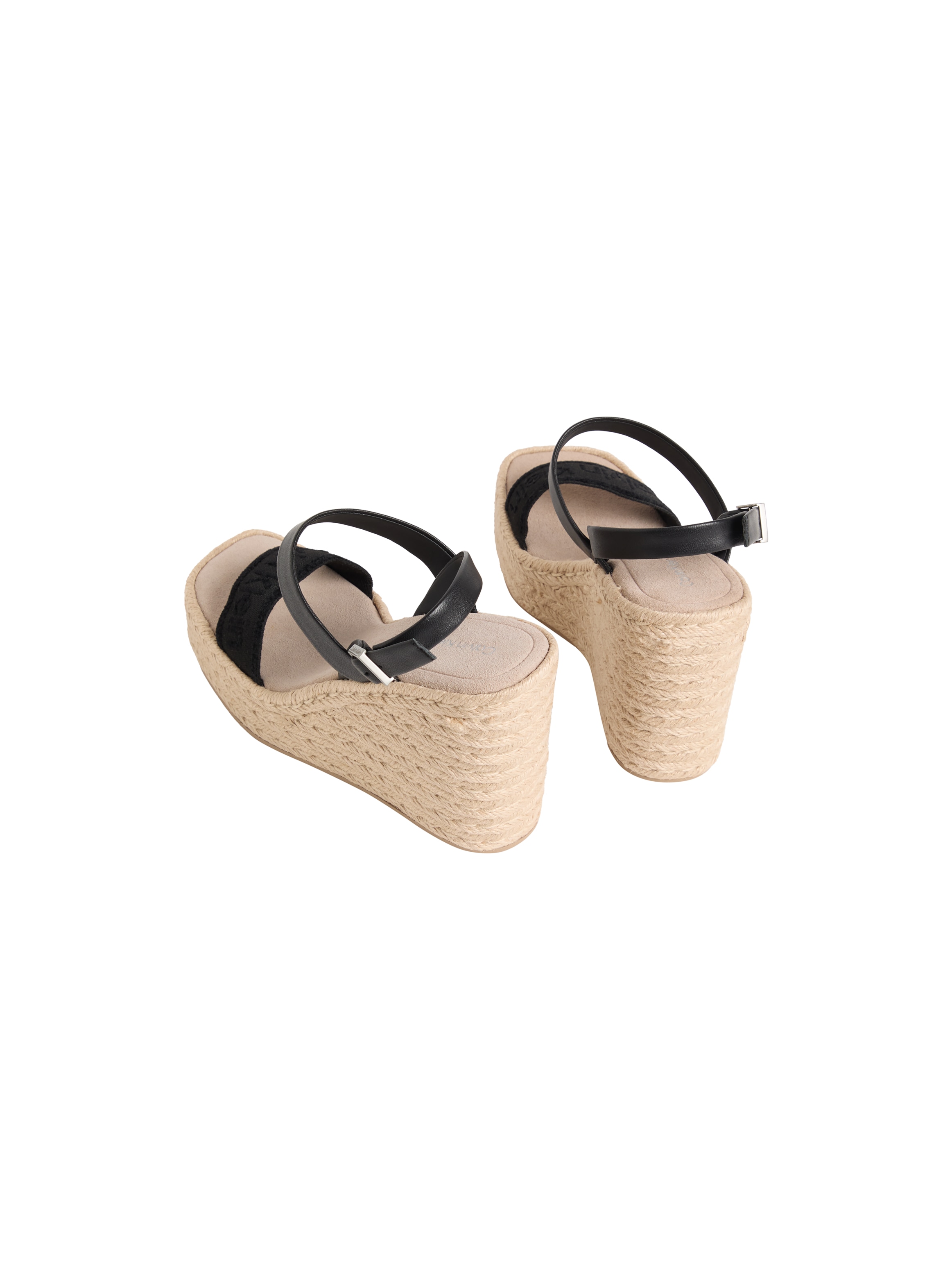 Calvin Klein Sandales compensées »WEDGE ESPAD 70 WEBBING LTH«  Sandale d'été à plateforme, talon compensé, avec garniture en raphia