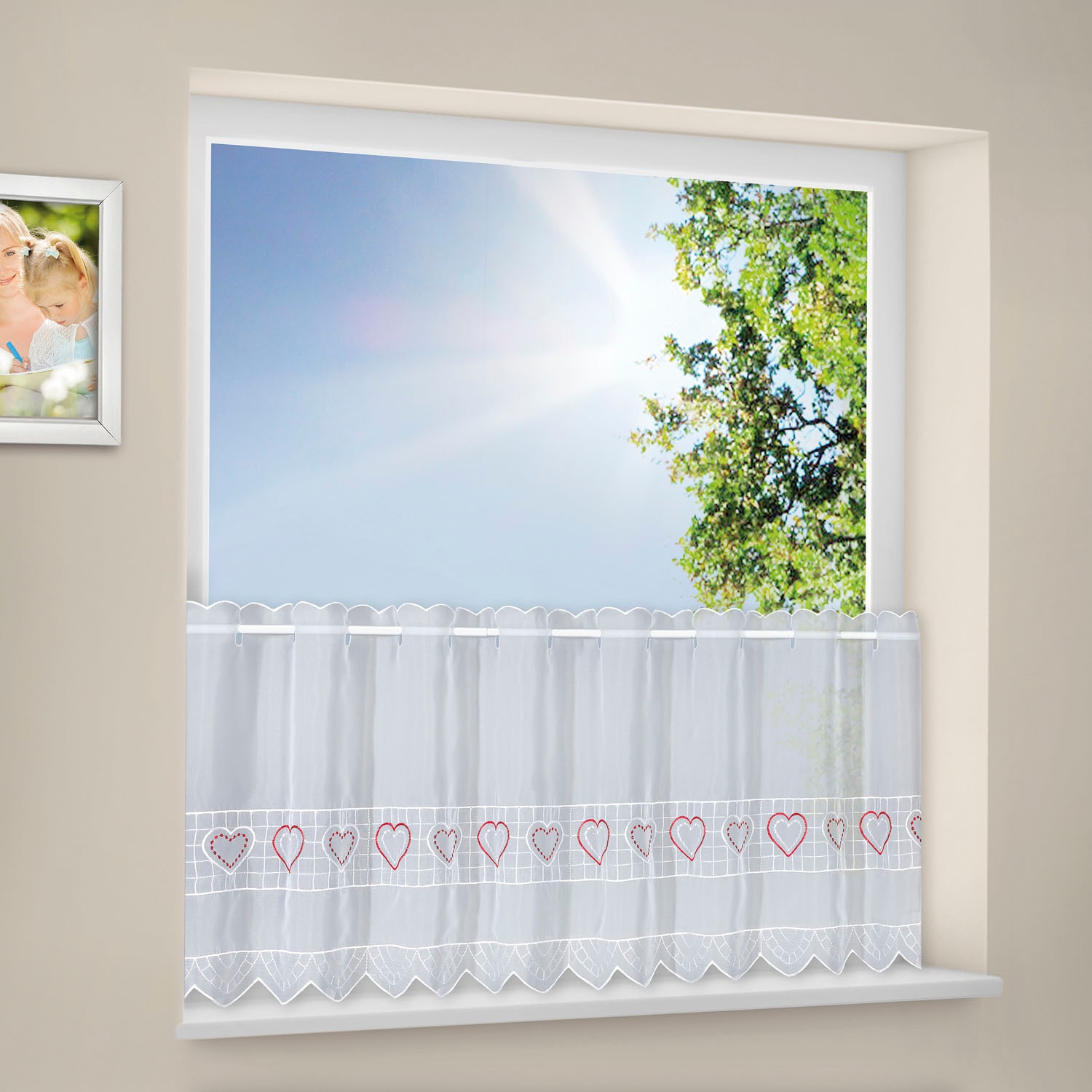 Gerster Scheibengardine »Love« Durchzuglöcher 1 Stk. tlg. HxB: 45x150, mit feinem Stickdesign