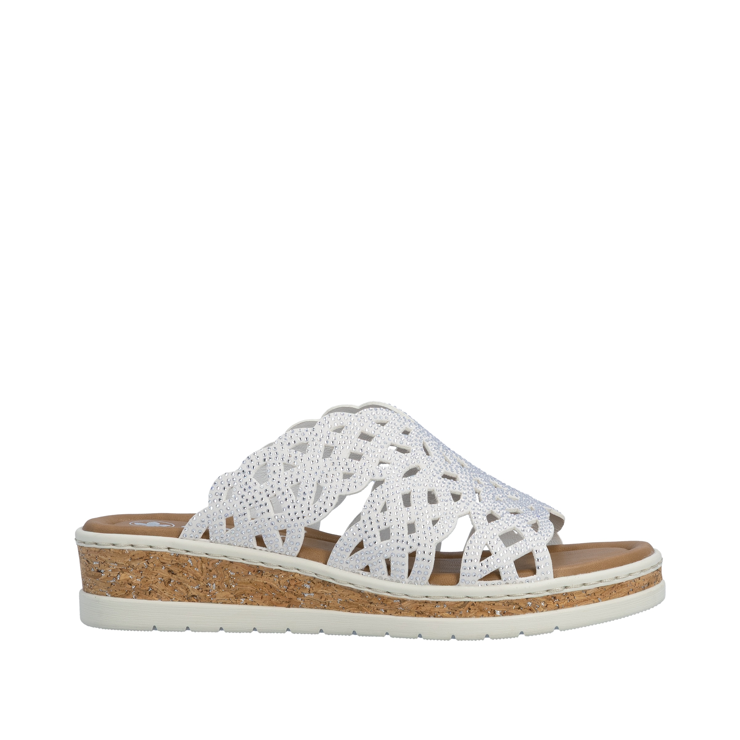 Rieker Pantolette  chaussure d'été, chausson, talon compensé, avec pierres scintillantes