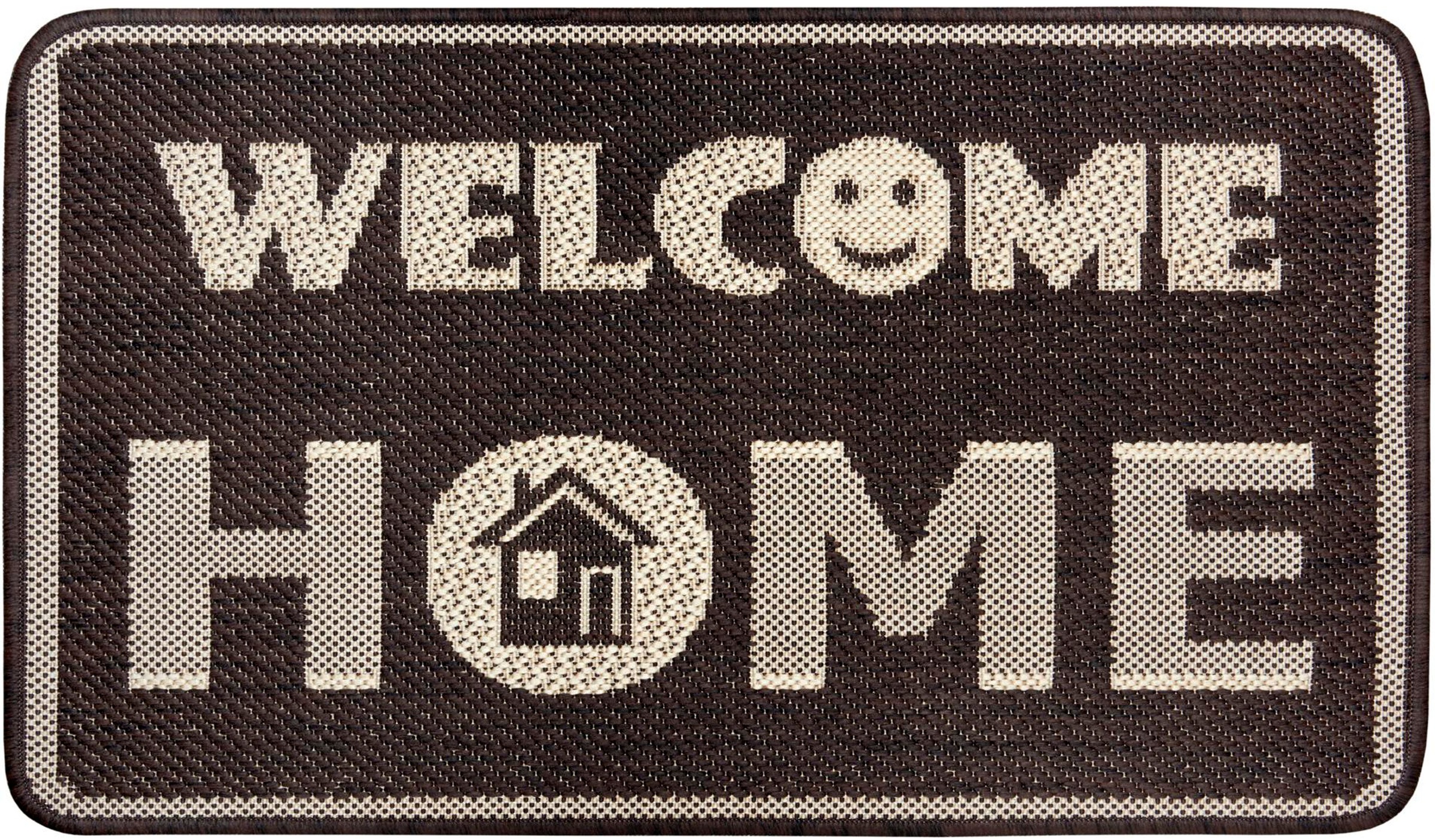 Image of HANSE Home Fussmatte »Smiley Welcome«, rechteckig, 5 mm Höhe, Flachgewebe, rutschhemmender Rücken aus TPA, Modernes Design, strapazierfähig, pflegeleicht, Gekettelt, Waschbar bei 30°C bei Ackermann Versand Schweiz